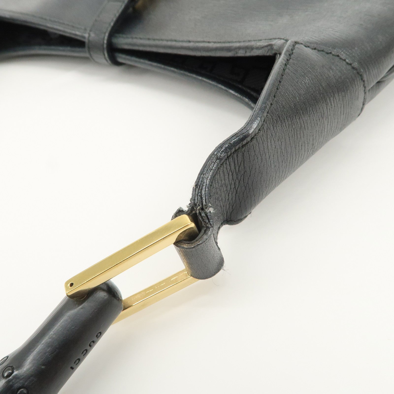 GUCCI Bamboo Leather Kandinsky Shoulder Bag Black 001・4060・002058