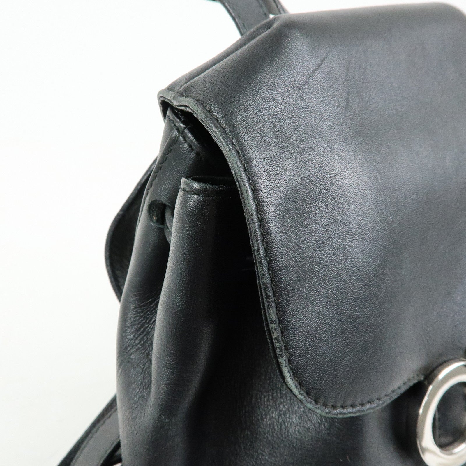 Ferragamo Gancni Leather Mini Backpack Rucksack Black Silver