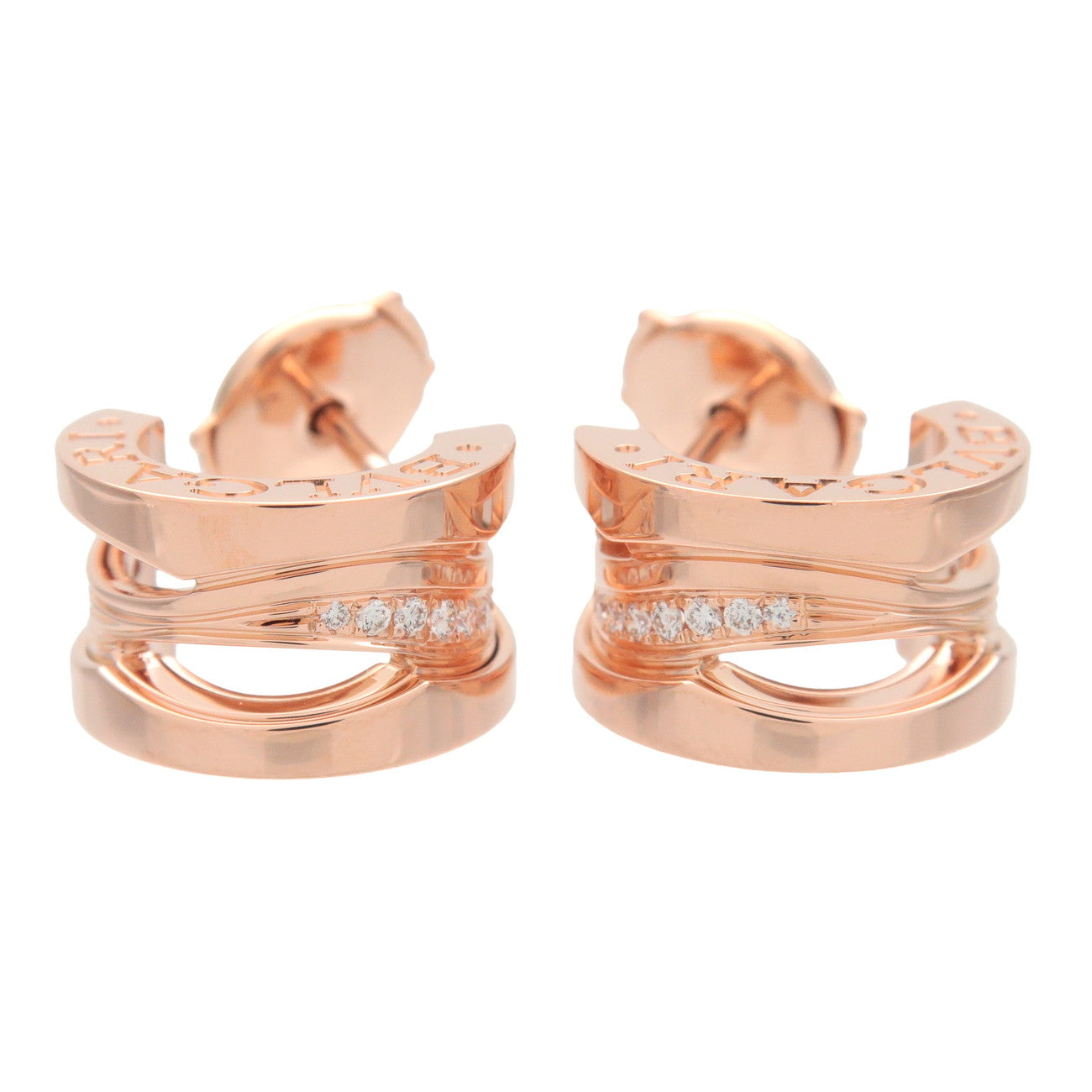BVLGARI B-zero1 Hoop Earrings Diamond K18PG 750 Rose Gold