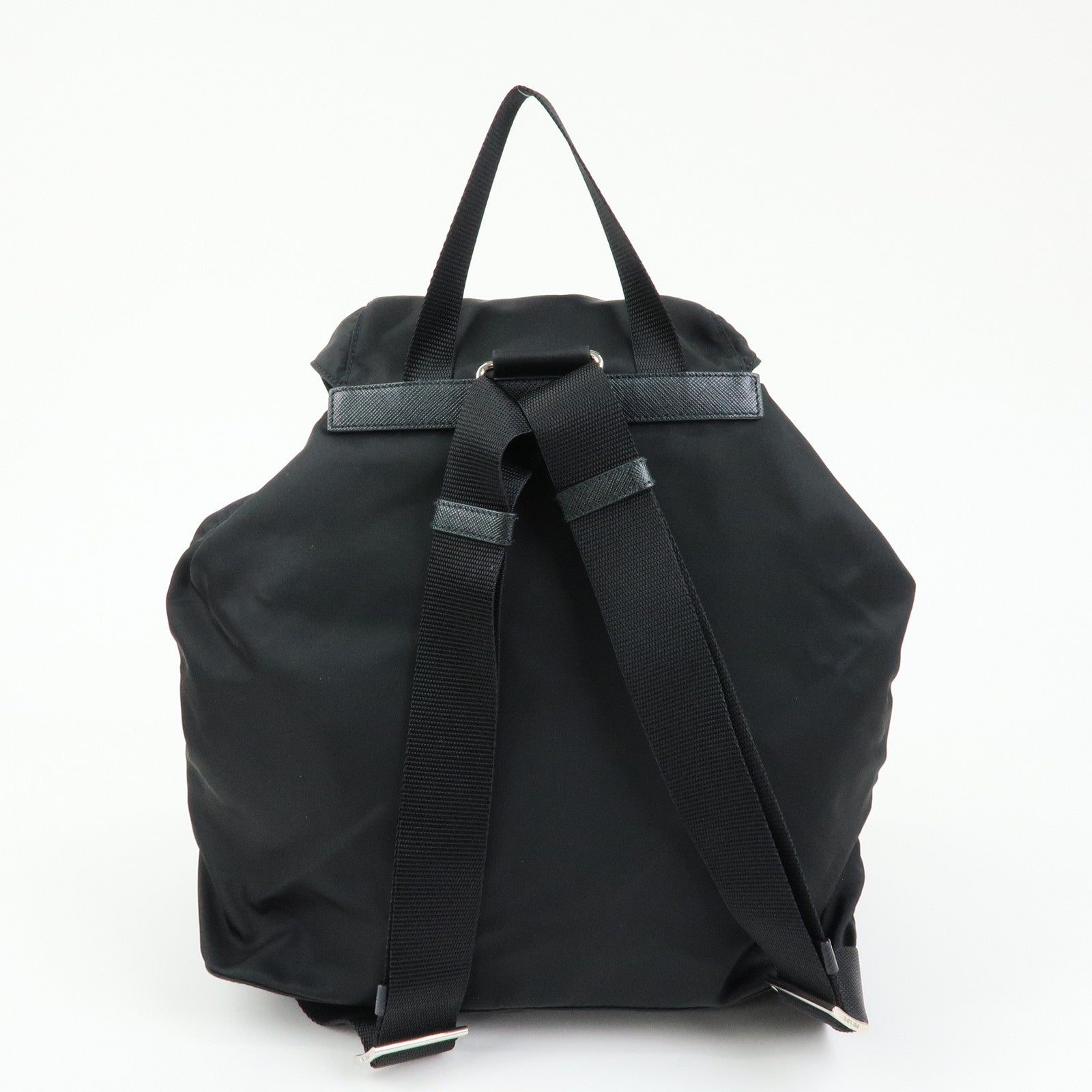 PRADA Triangle Logo Nylon Saffiano leather Backpack Rucksuck Black