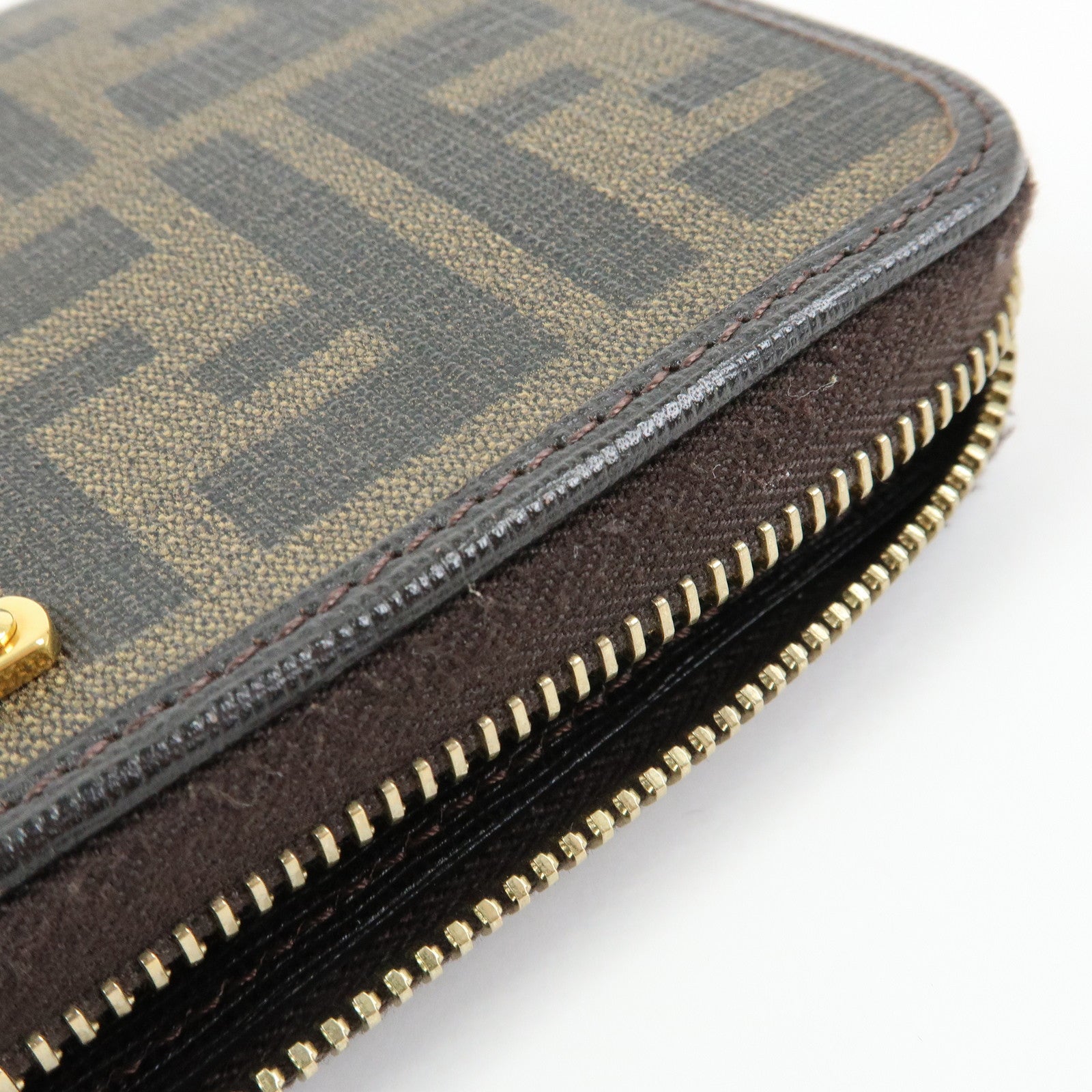 FENDI Zucca PVC Leather Zippy Round Long Wallet Brown 8M0299