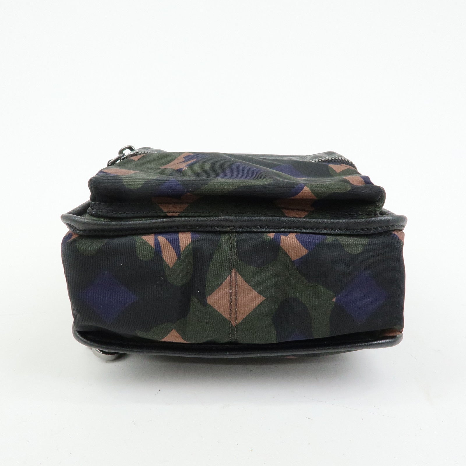 MCM Logo Nylon Leather Cross Body Bag Shoulder Bag Dark Green Black