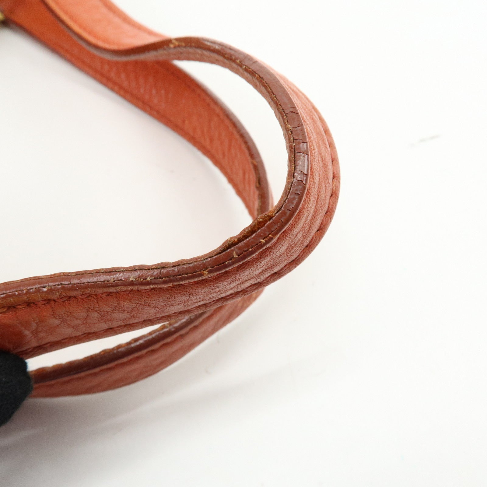 MIU MIU Logo Leather Hand Bag Tote Bag Orange