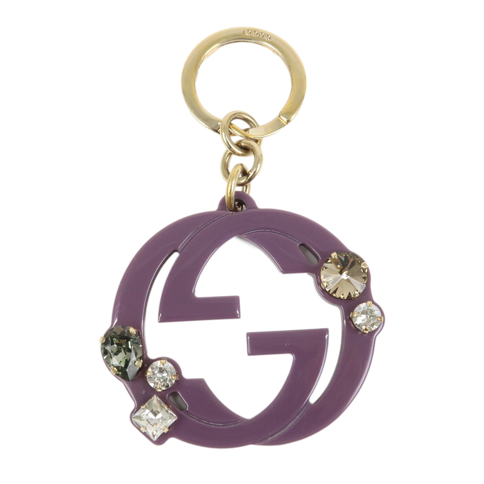 GUCCI Interlocking G Bijou Bag Charm Key Holder Purple 354359