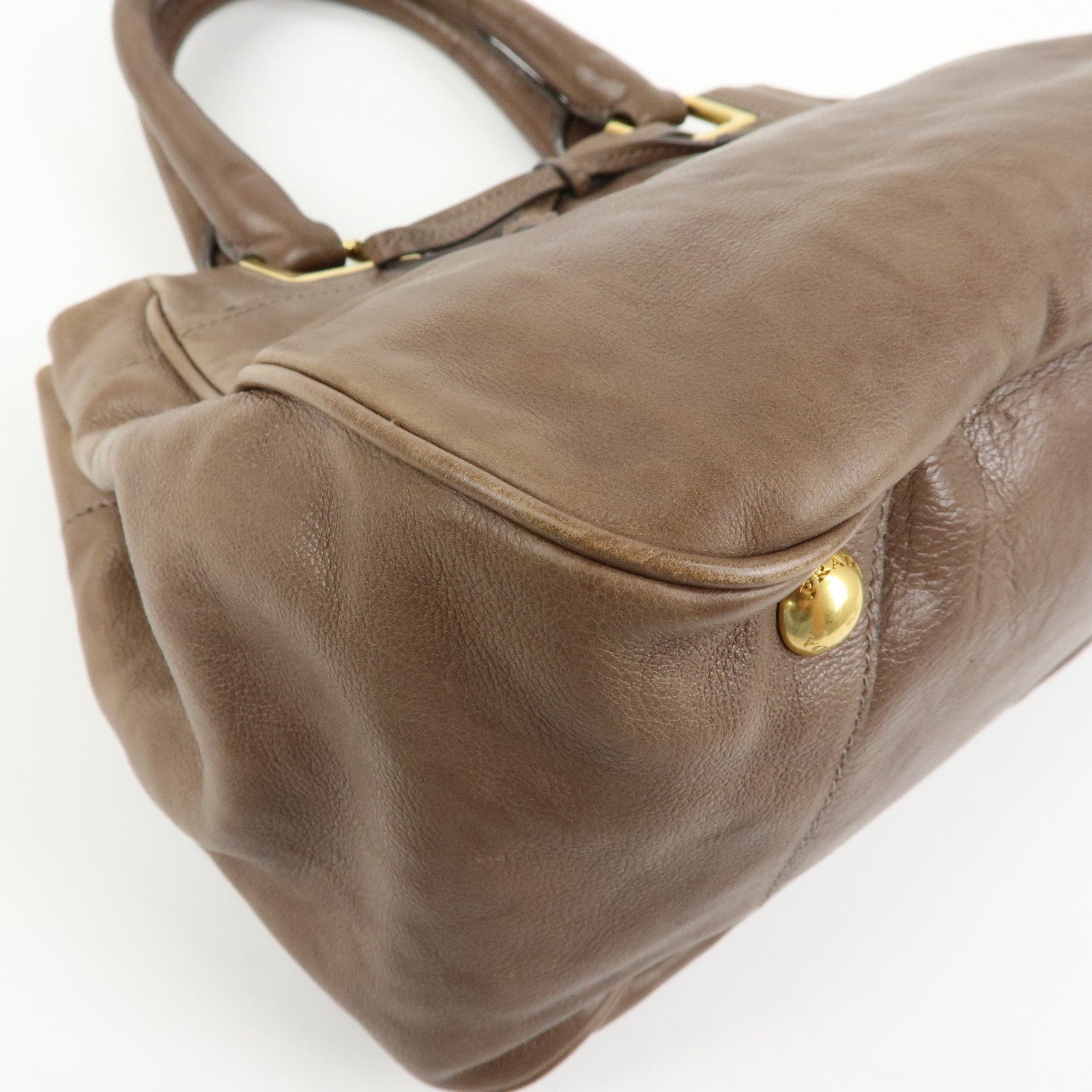 PRADA Calf Leather 2Way Bag Shoulder Bag Ribbon Brown BN2245