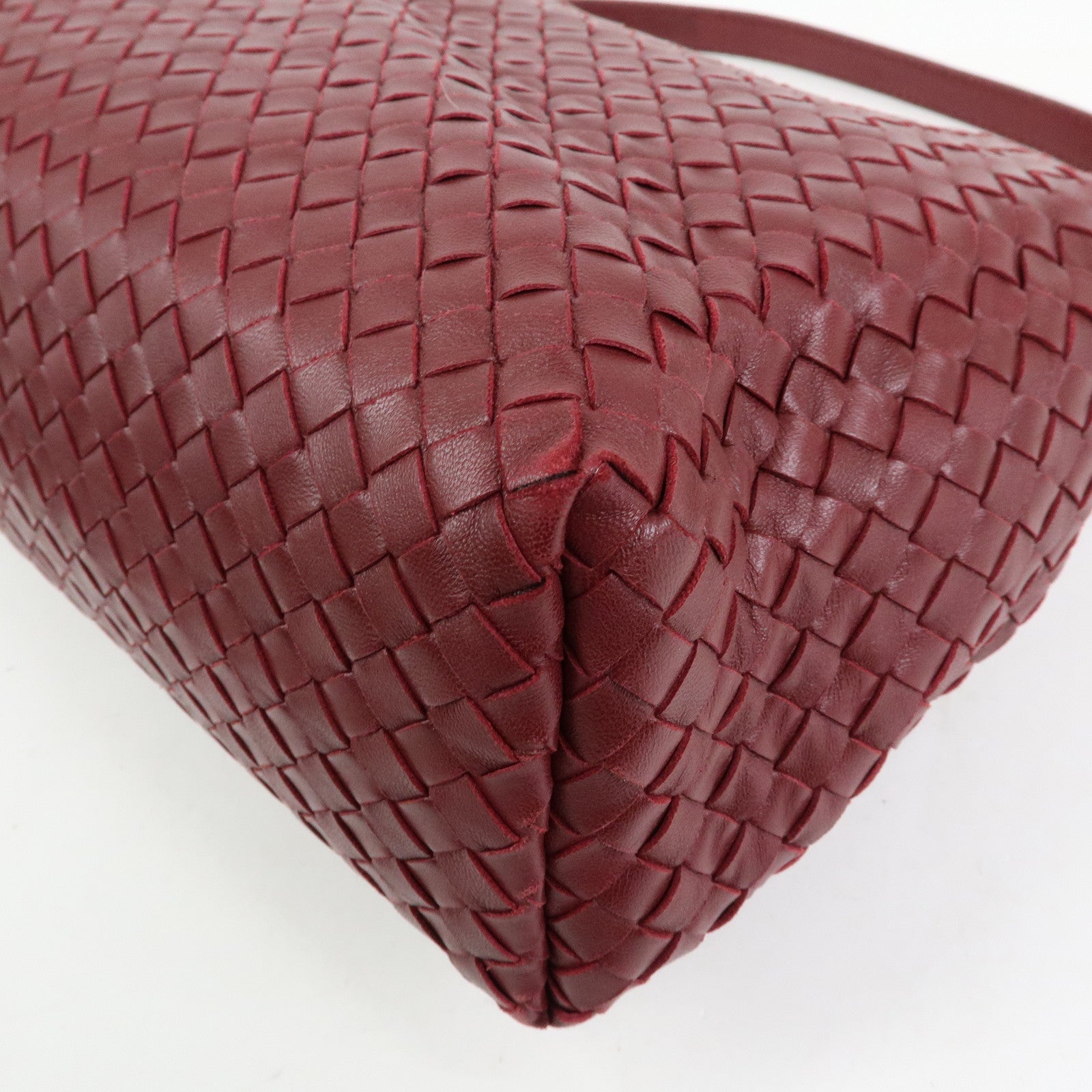 BOTTEGA VENETA Intrecciato Leather Shoulder Bag Bordeaux