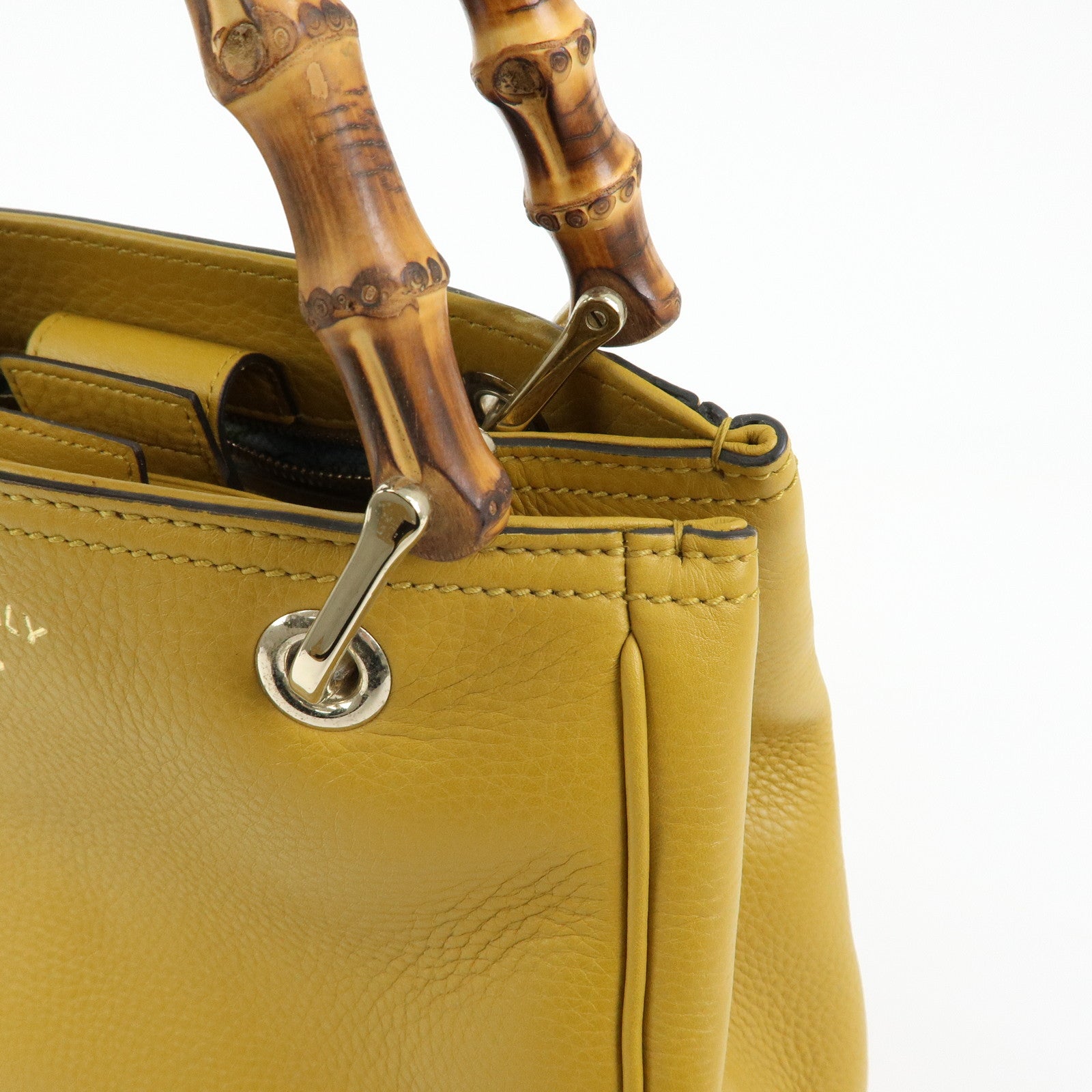 GUCCI Bamboo Leather 2Way Bag GUCCI 50years in Japan Mustard 336032