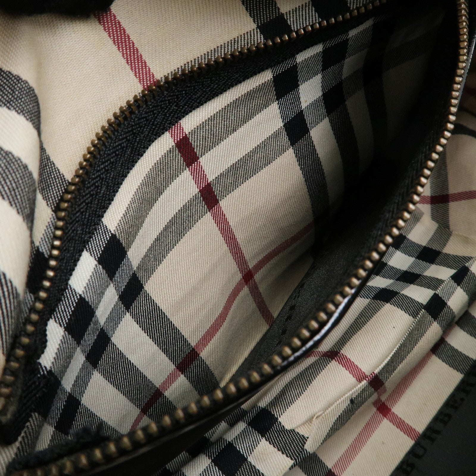 BURBERRY Leather Mini Boston Bag Hand Bag Tote Bag Black