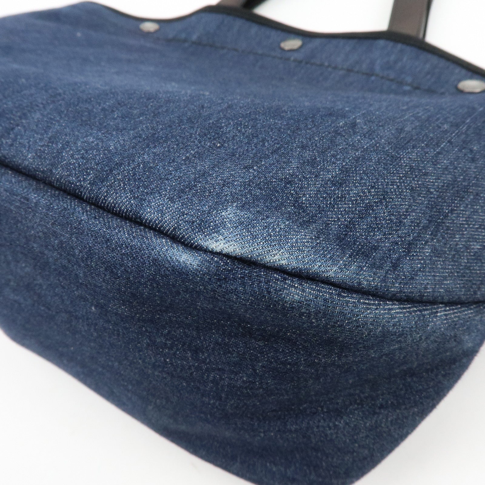 PRADA Logo Denim 2Way Bag Hand Bag Shoulder Bag Navy 1BG244