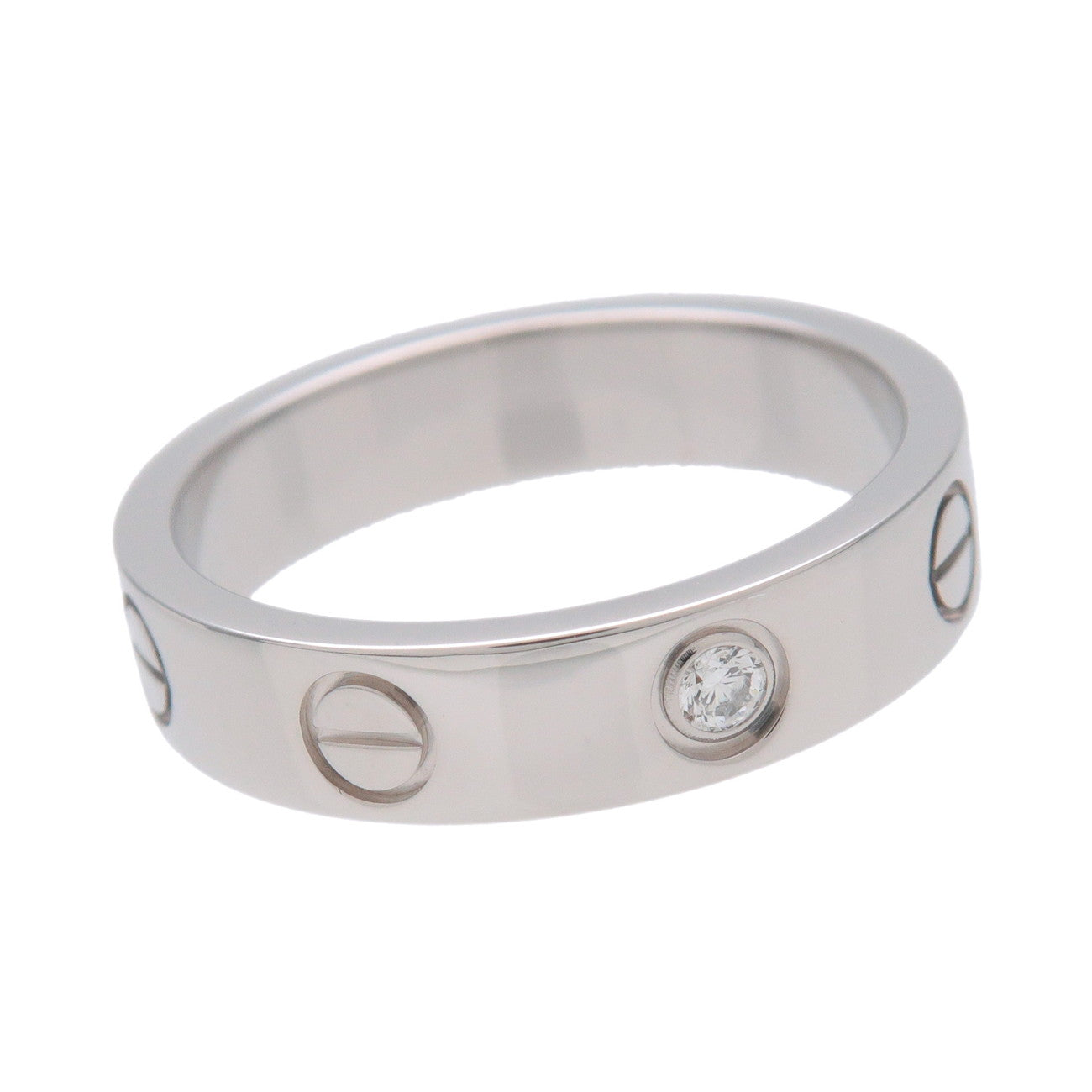 Cartier Mini Love 1P Diamond Ring K18 750WG White Gold #48 US4.5