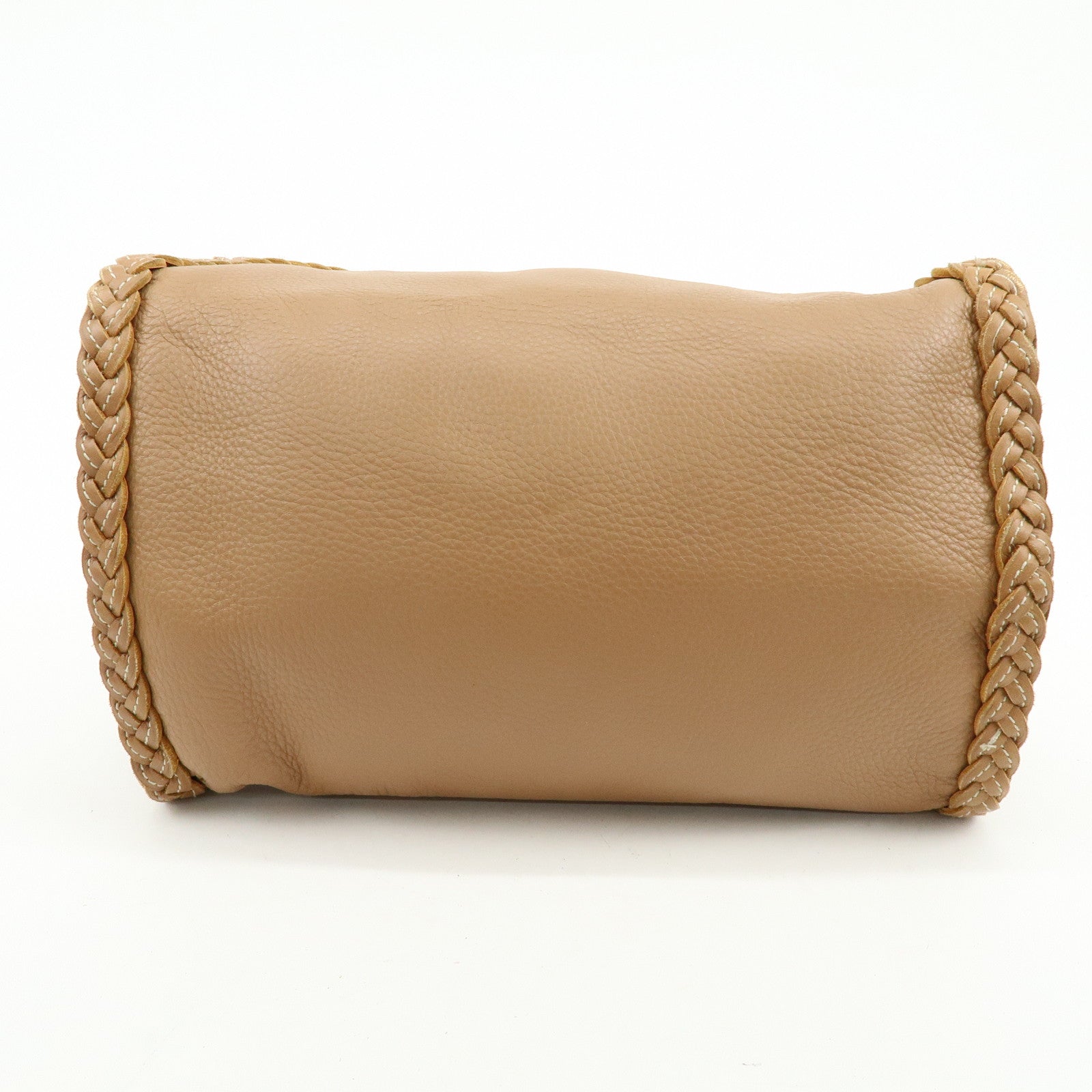 BOTTEGA VENETA Calf Leather Boston Bag Hand Bag Brown