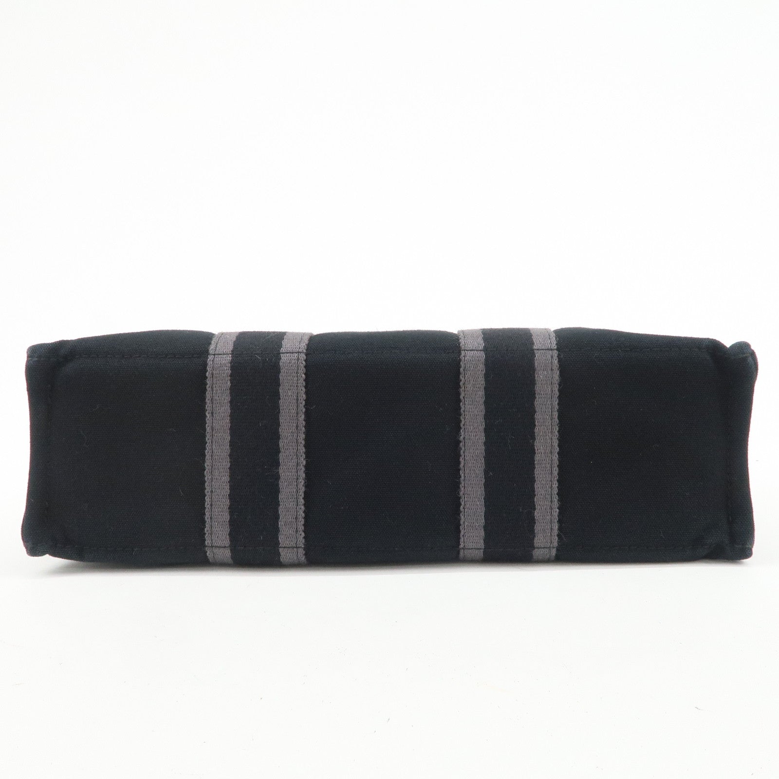 HERMES Fourre Tout PM Logo Canvas Tote Bag Hand Bag Black