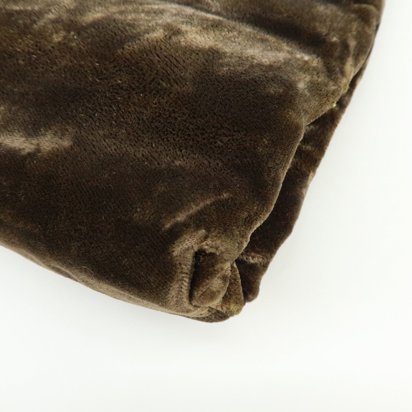 PRADA Logo Velour Hand Bag Brown B7641