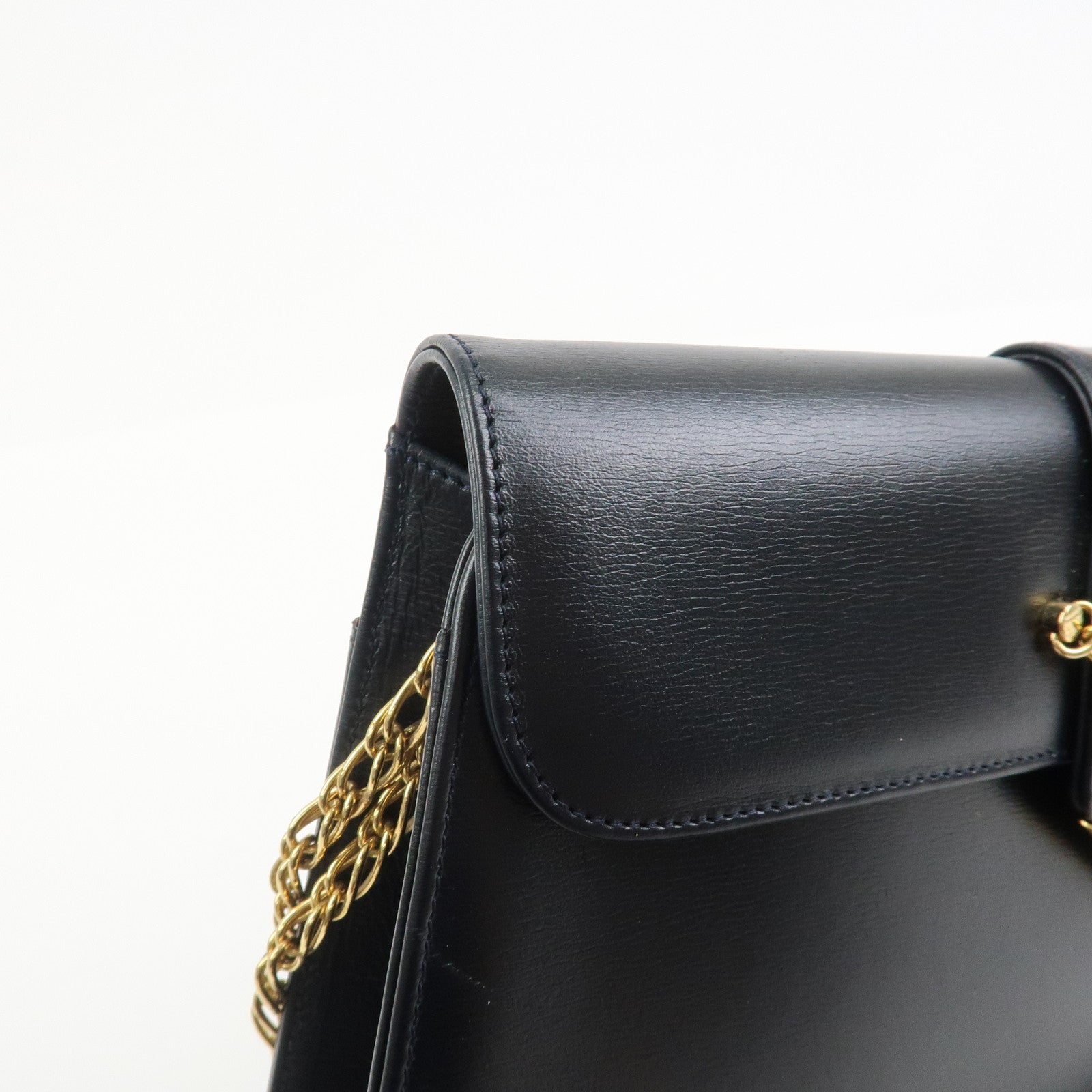 Cartier Sapphire Line Leather Sapphire Chain Shoulder Bag Black