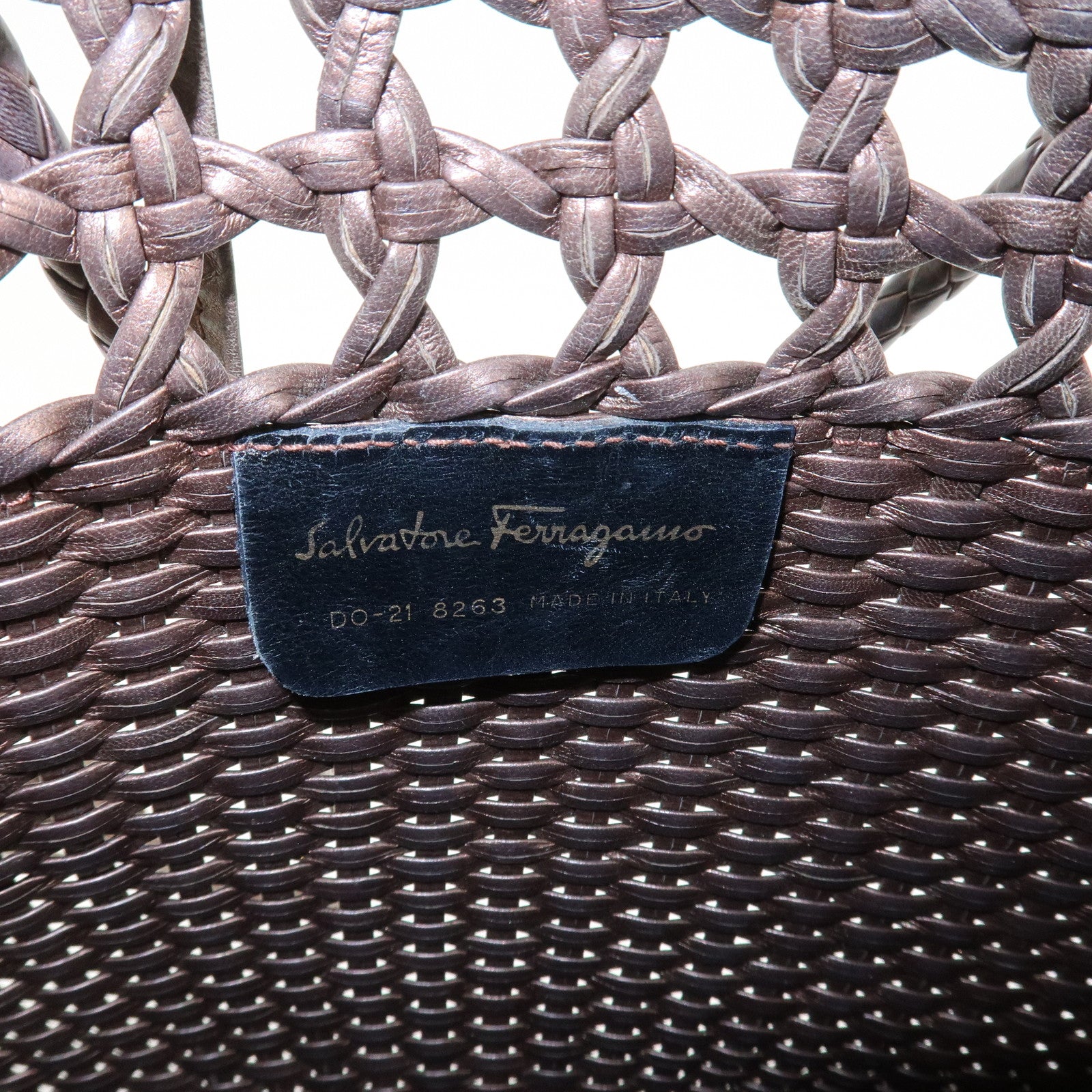 Ferragamo Gancini Logo Leather Tote Bag Shoulder Bag Brown