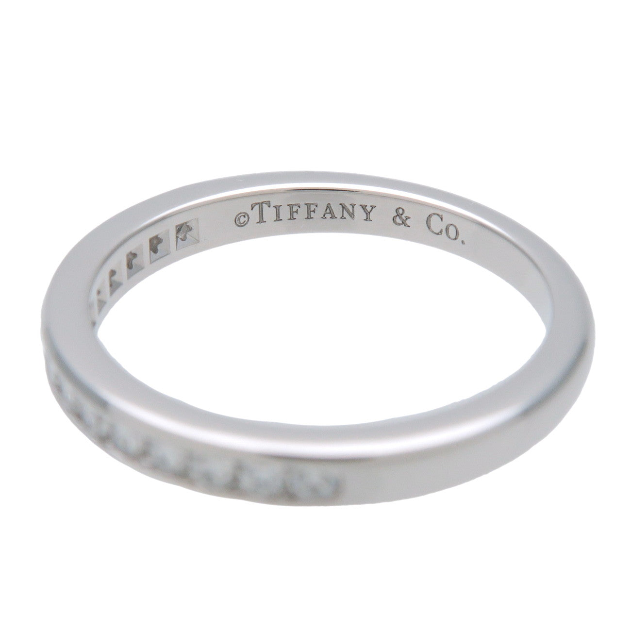 Tiffany & Co Half Circle Channel Setting Diamond Ring Platinum US4