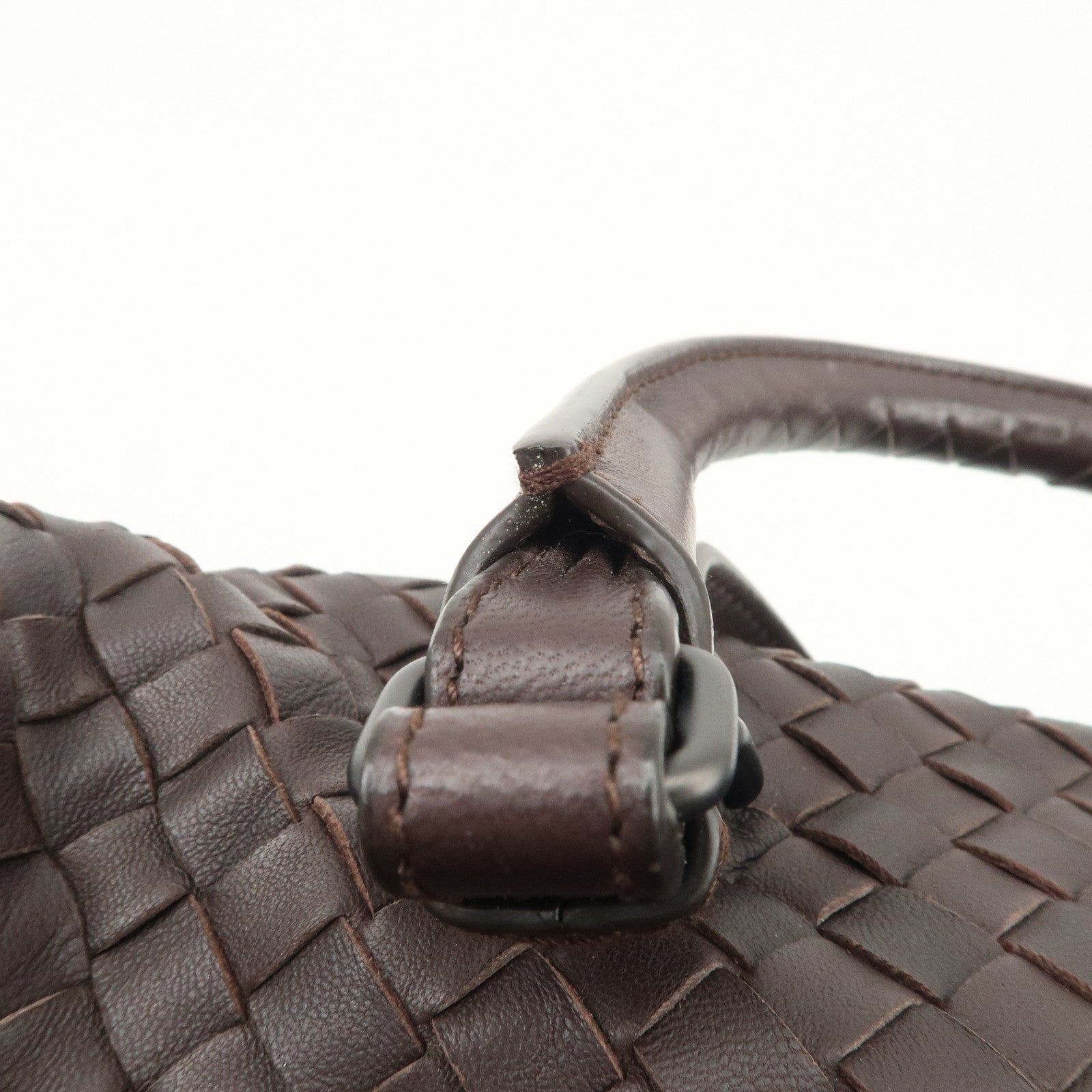 BOTTEGA VENETA Intrecciato Montaigne Leather Boston Bag Brown 173398 Used