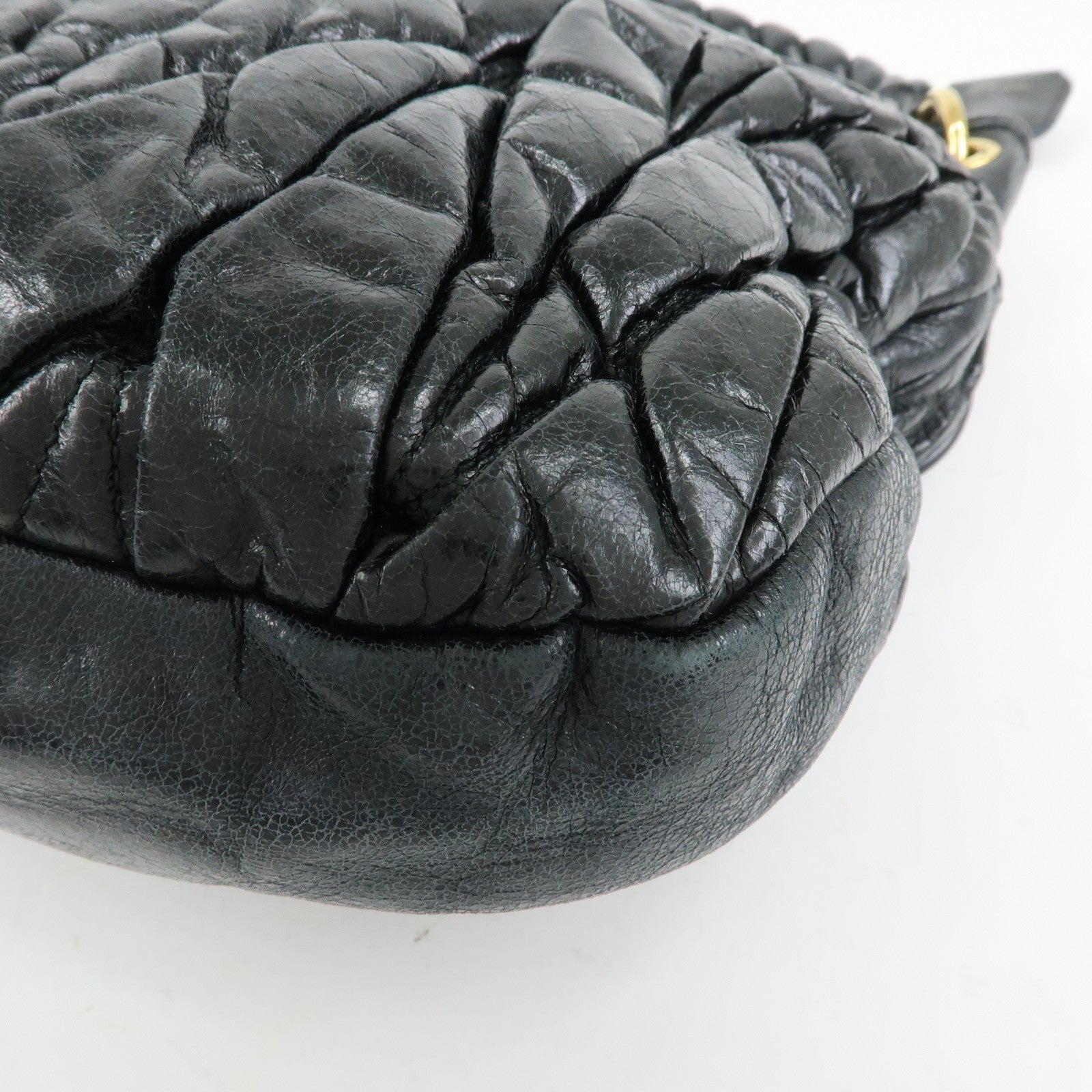 MIU MIU Matelasse Leather Hand Bag Shoulder Bag Black