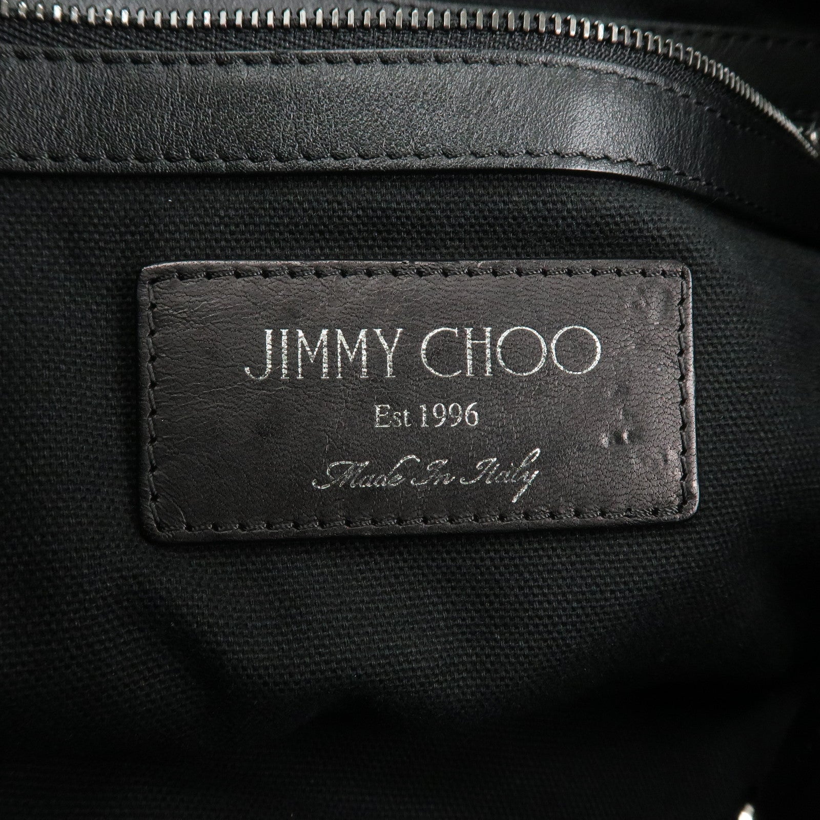 JIMMY CHOO Pimlico Leather N/S Tote Bag Shoulder Bag Studs Black