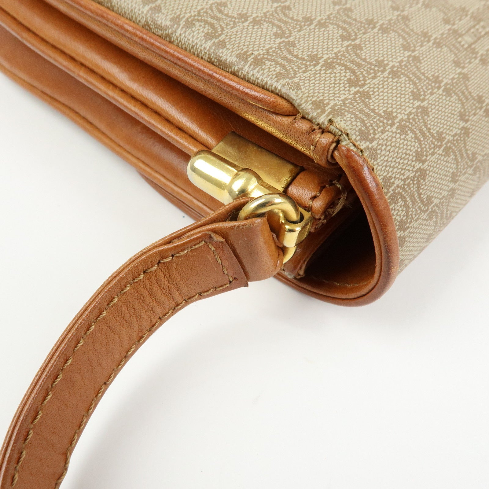 CELINE Macadam PVC Leather Shoulder Bag Crossbody Bag Beige