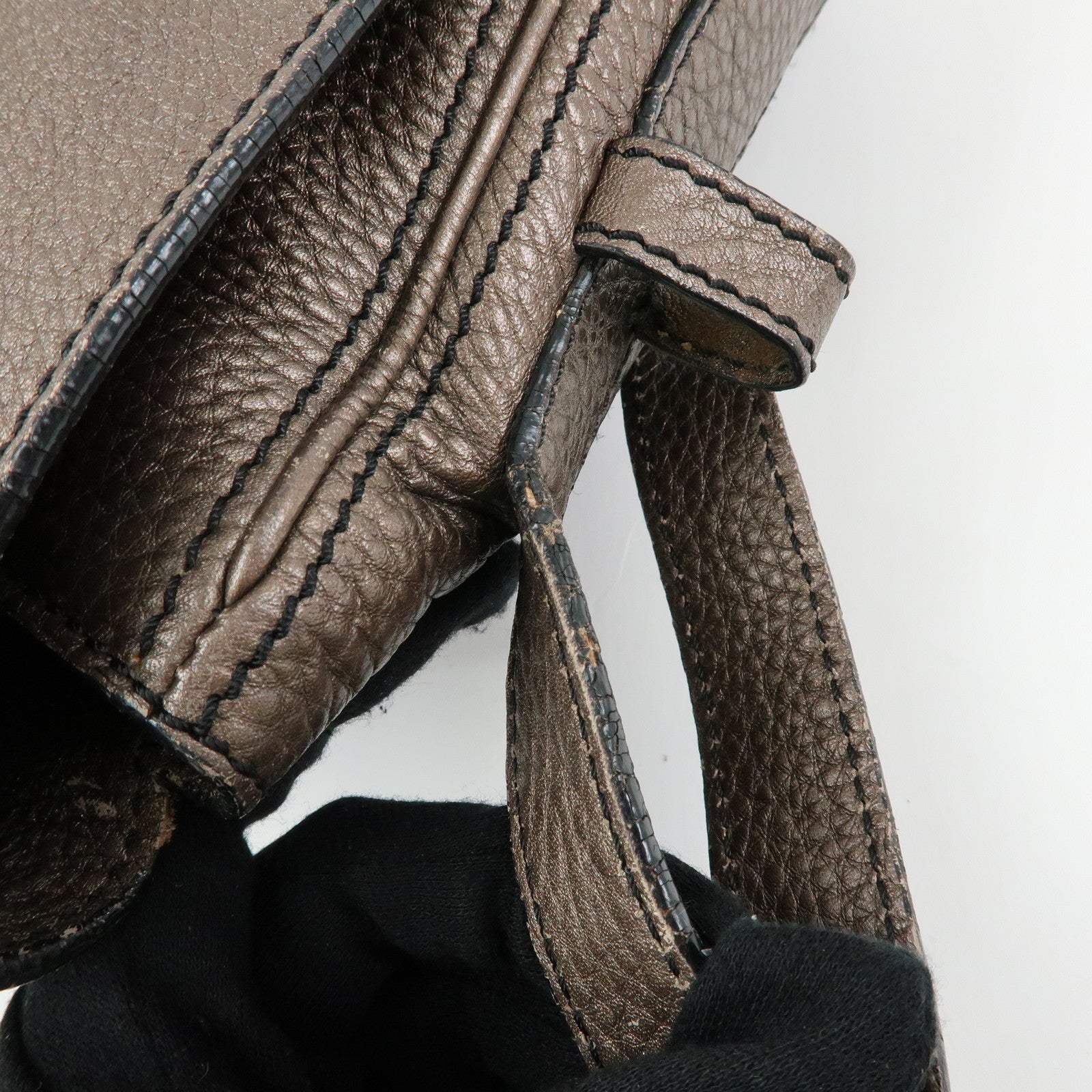 CELINE Triomphe Studs Leather Shoulder Bag Crossbody Bag Bronze