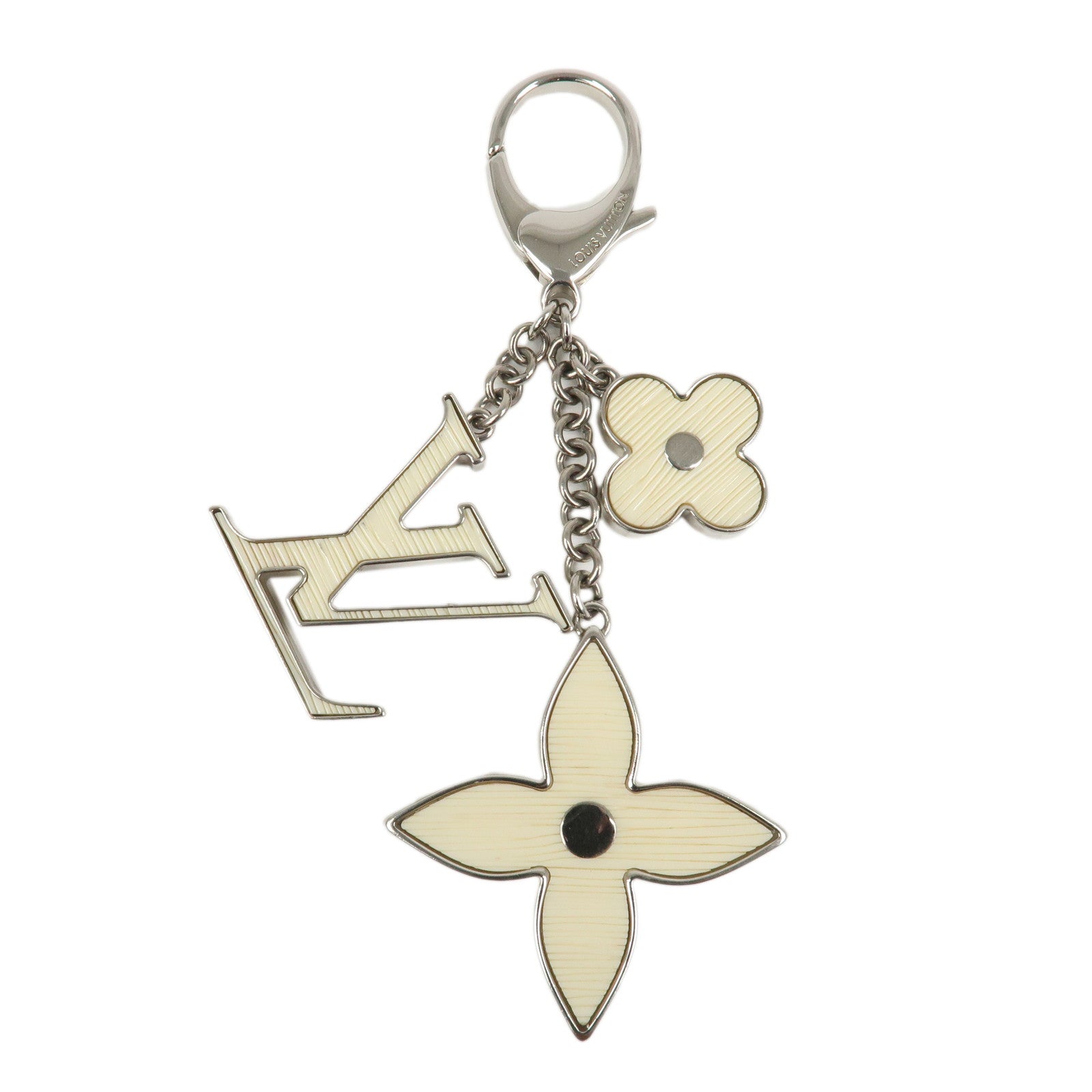 Louis Vuitton Bijoux Sac Fleur de Epi Bag Charm Silver White M65085