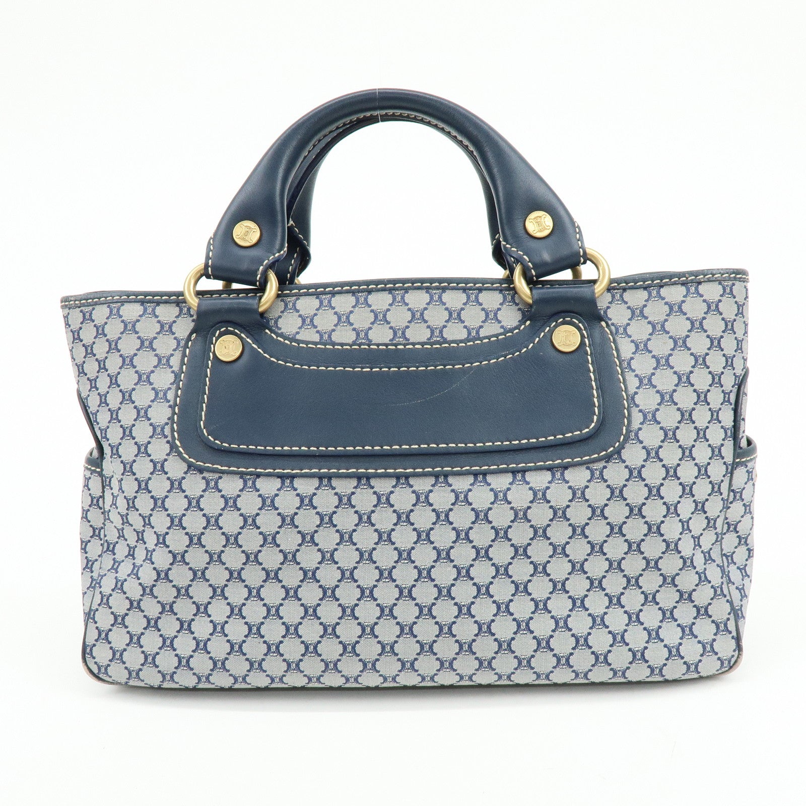 CELINE Macadam Canvas Leather Boogie Bag Hand Bag Navy