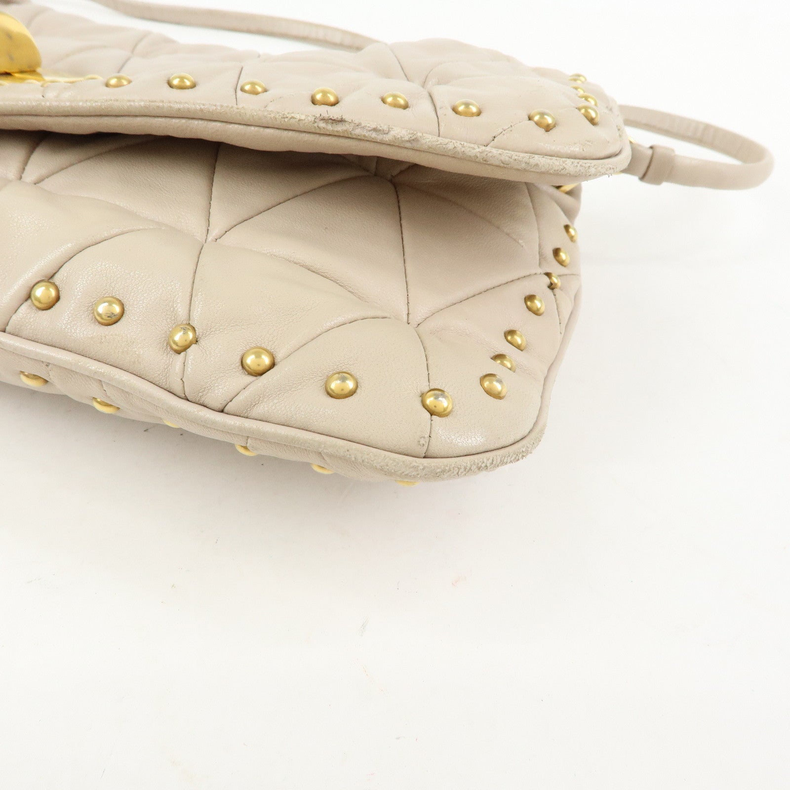 MIU MIU Nappa Leather 2Way Bag Hand Bag Shoulder Bag Beige