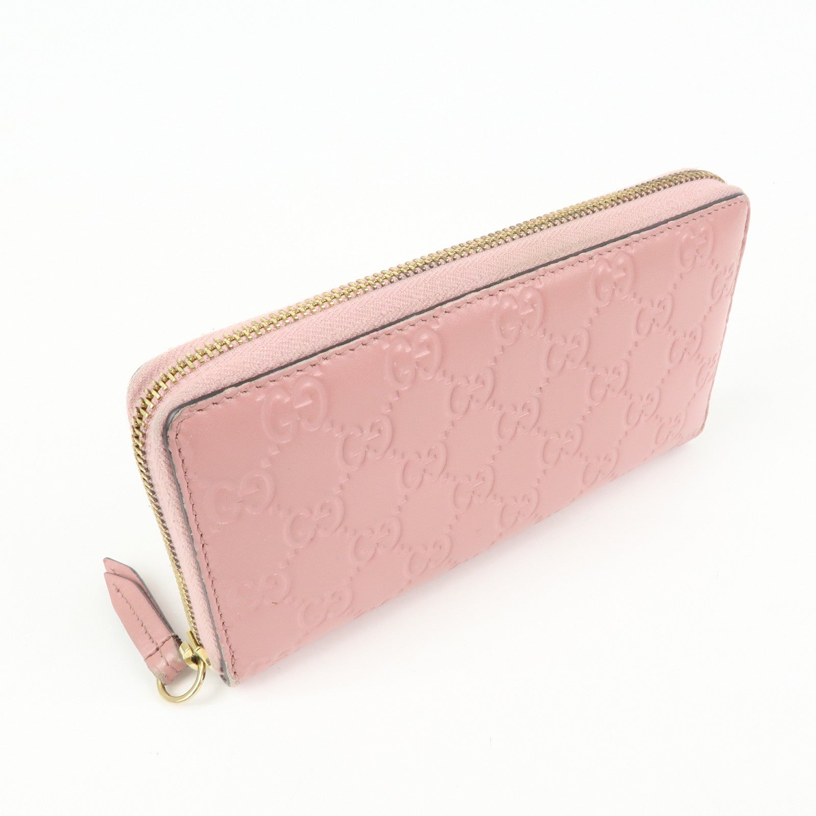 GUCCI Guccissima Leather Round Zippy Long Wallet Pink 410102