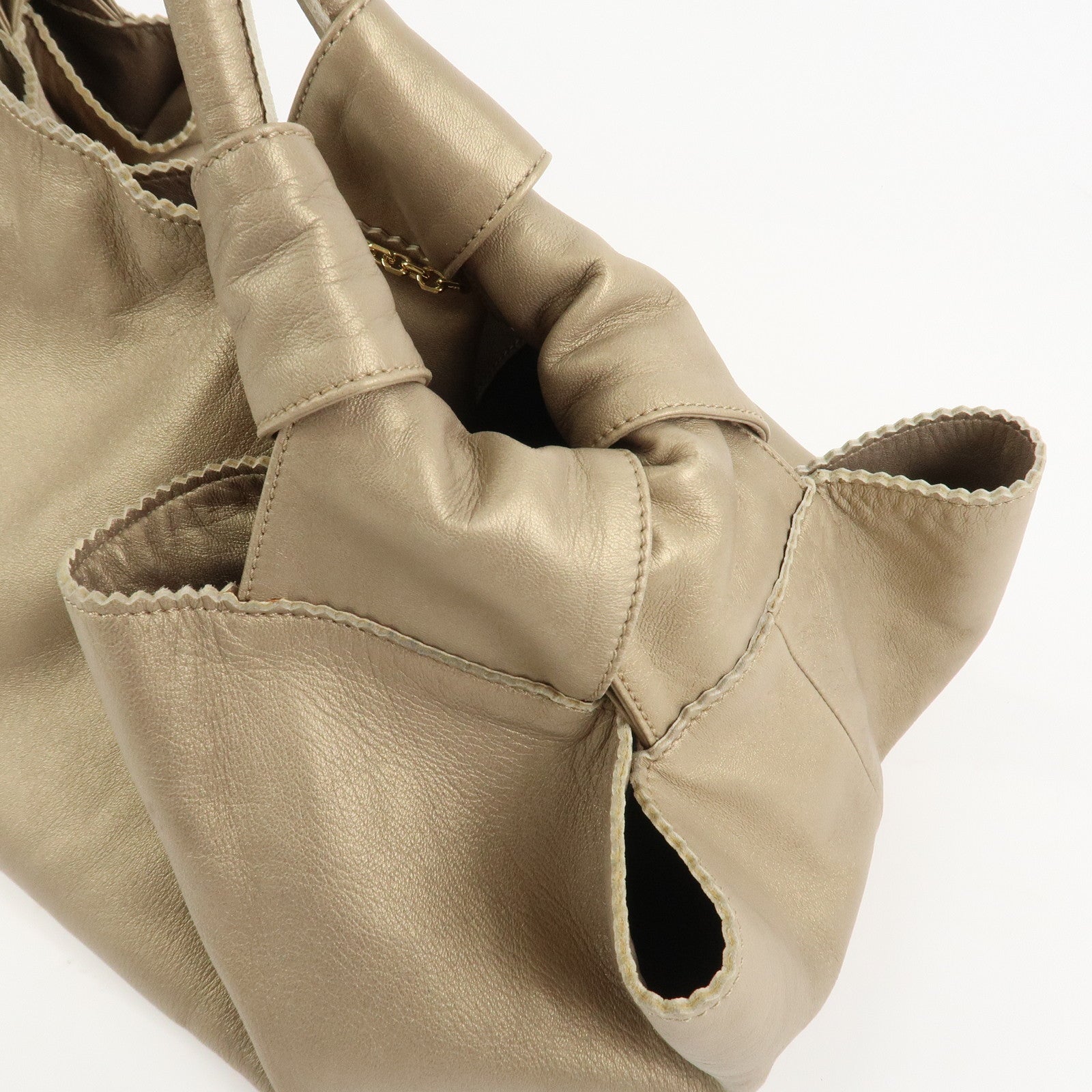 LOEWE Anagram Nappa Aire Leather Hand Bag Tote Bag Gold