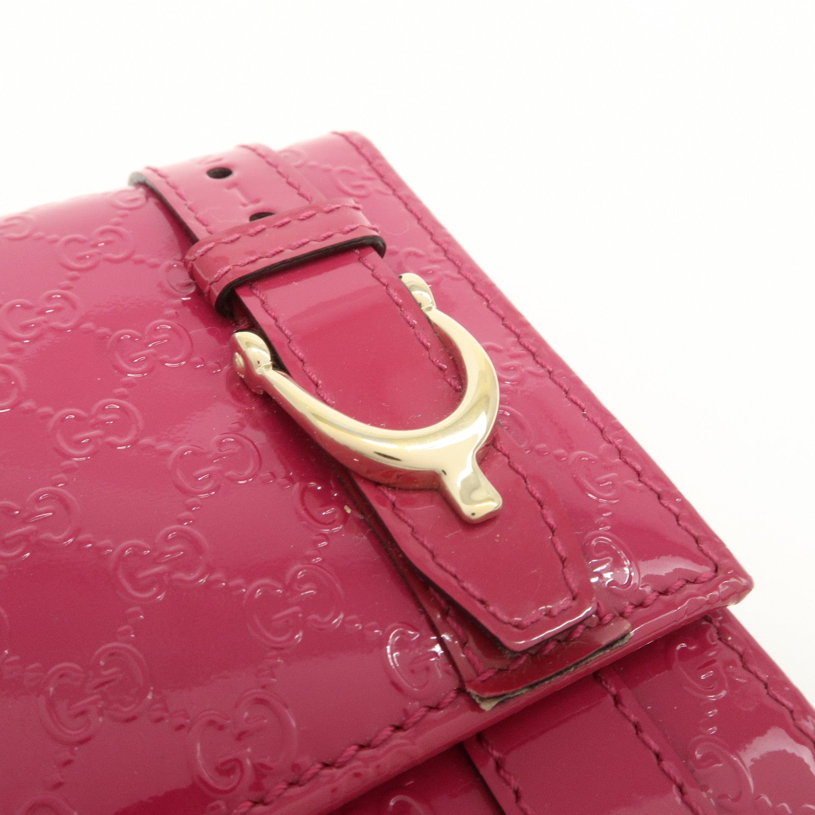 GUCCI Nice Micro Guccissima Patent Leather Long Wallet Pink 309760