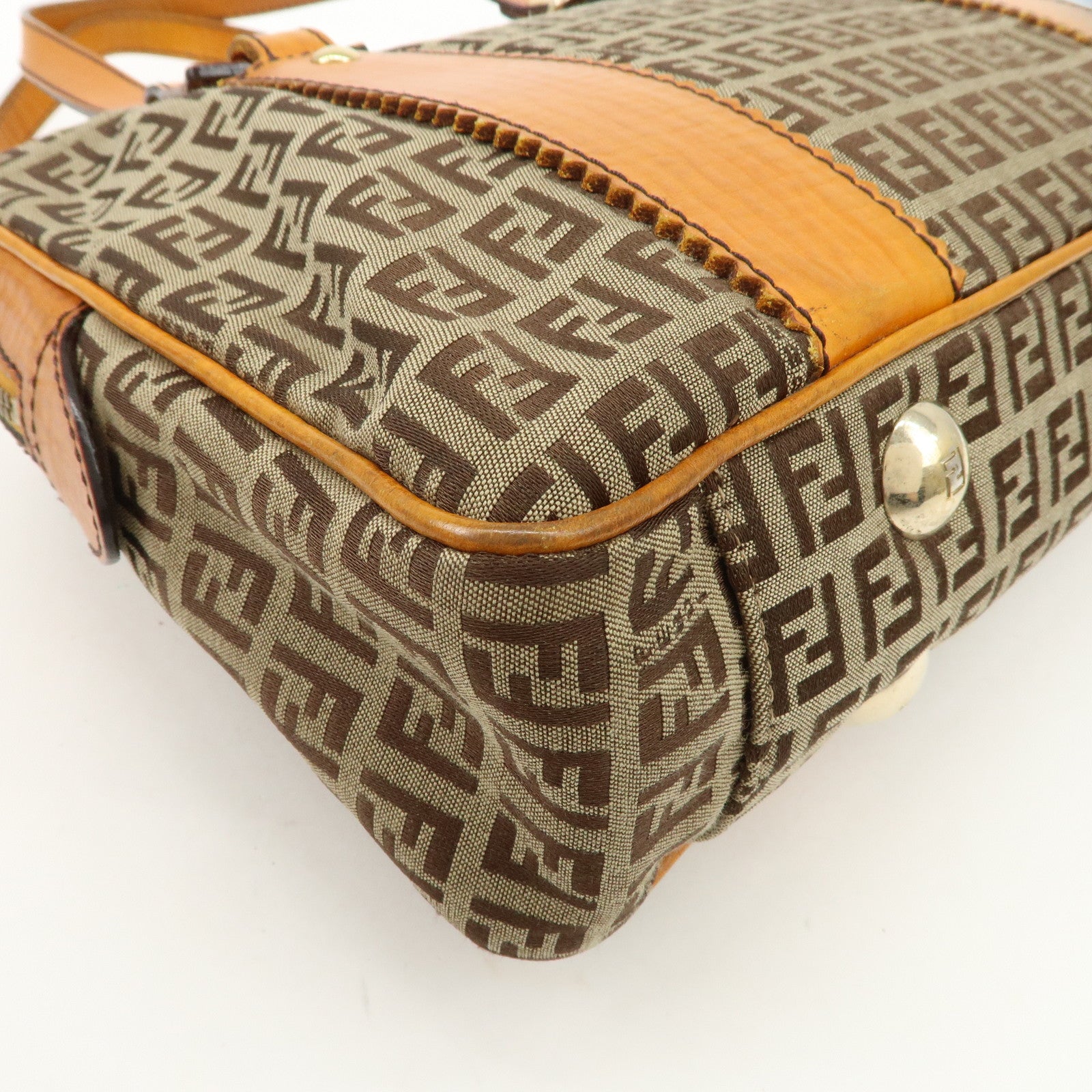 FENDI Zucchino Canvas Shoulder Bag Shoulder Bag Brown 8BN161