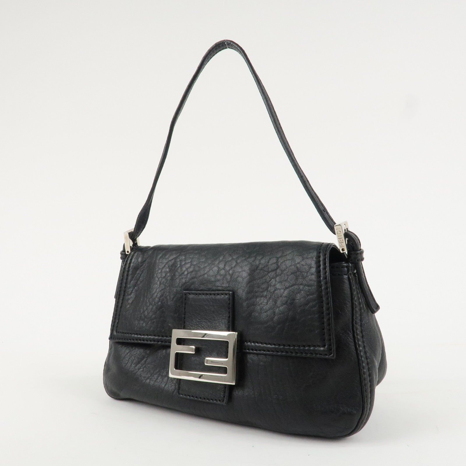 FENDI Mamma Baguette Shoulder Bag Hand Bag Black 8BR180 Used