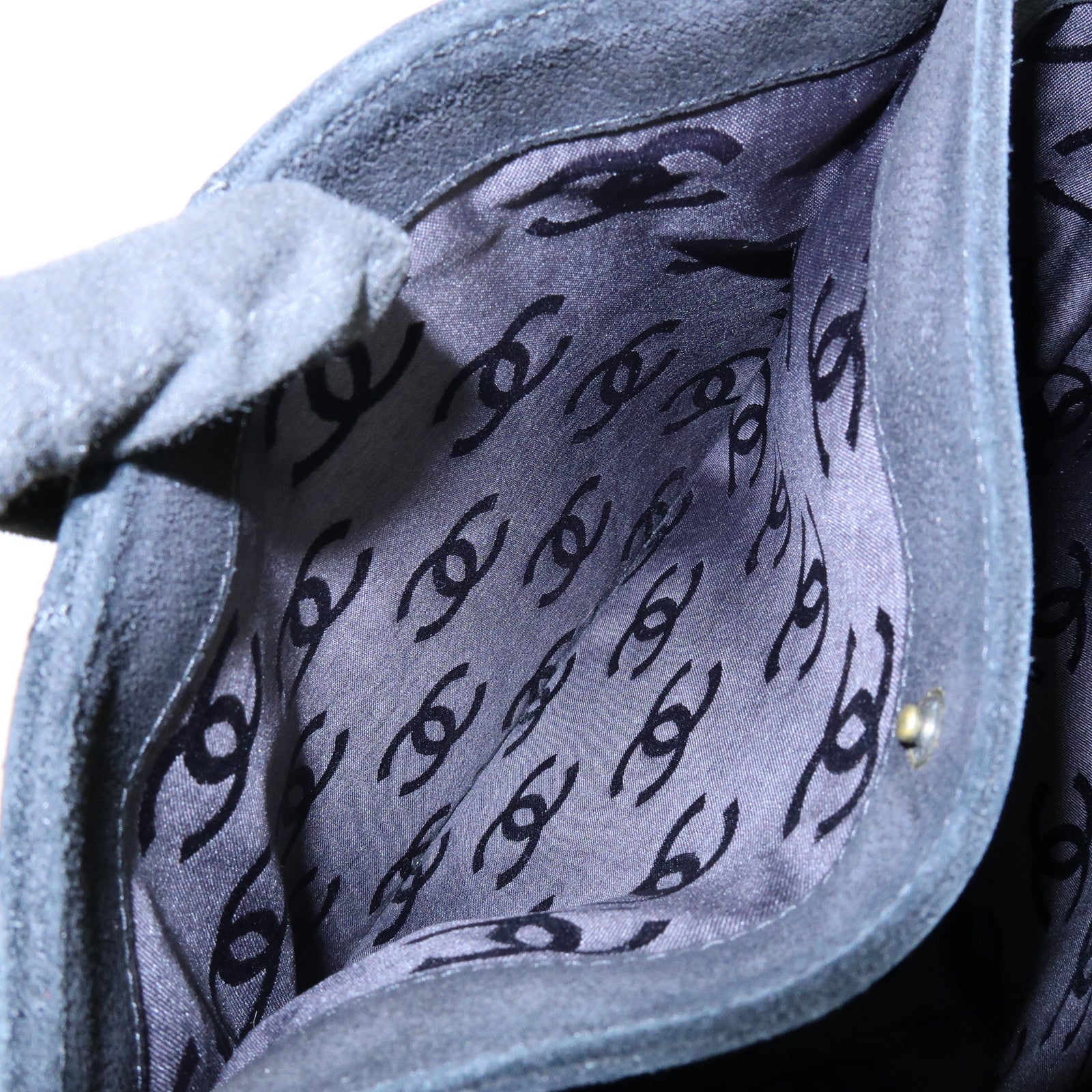 CHANEL Matelasse COCO Mark Suede Tote Bag Shoulder Bag Black