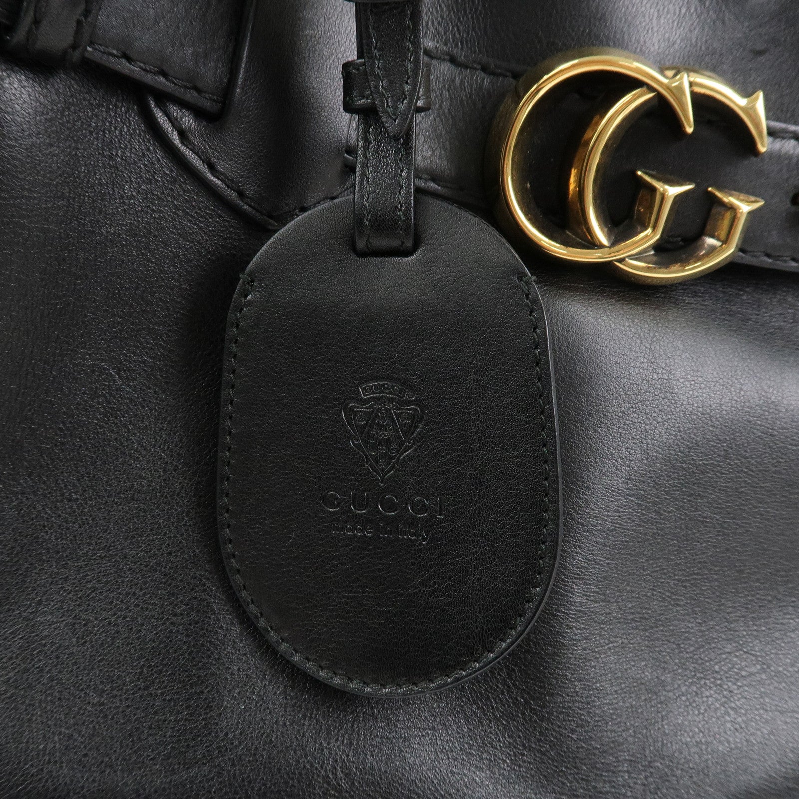 GUCCI GG Running Calf Leather Tote Bag Hand Bag Black 247183