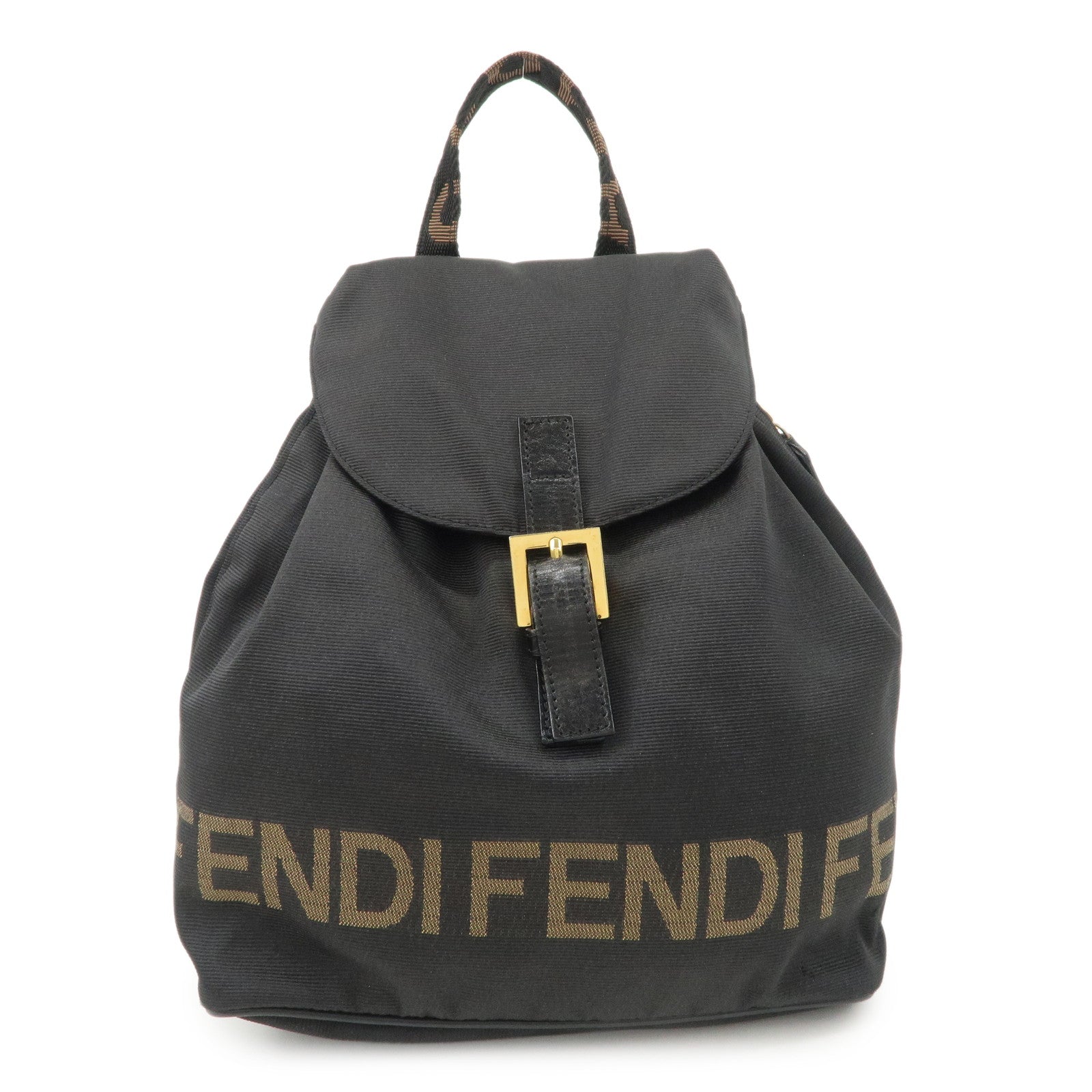 FENDI Nylon Leather Back Pack Black Gold Hardware 263390