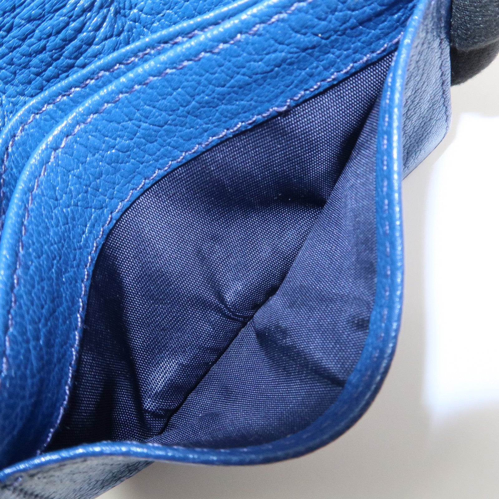 MIU MIU Leather Card Case Card Holder Fragment Case Blue 5M1122