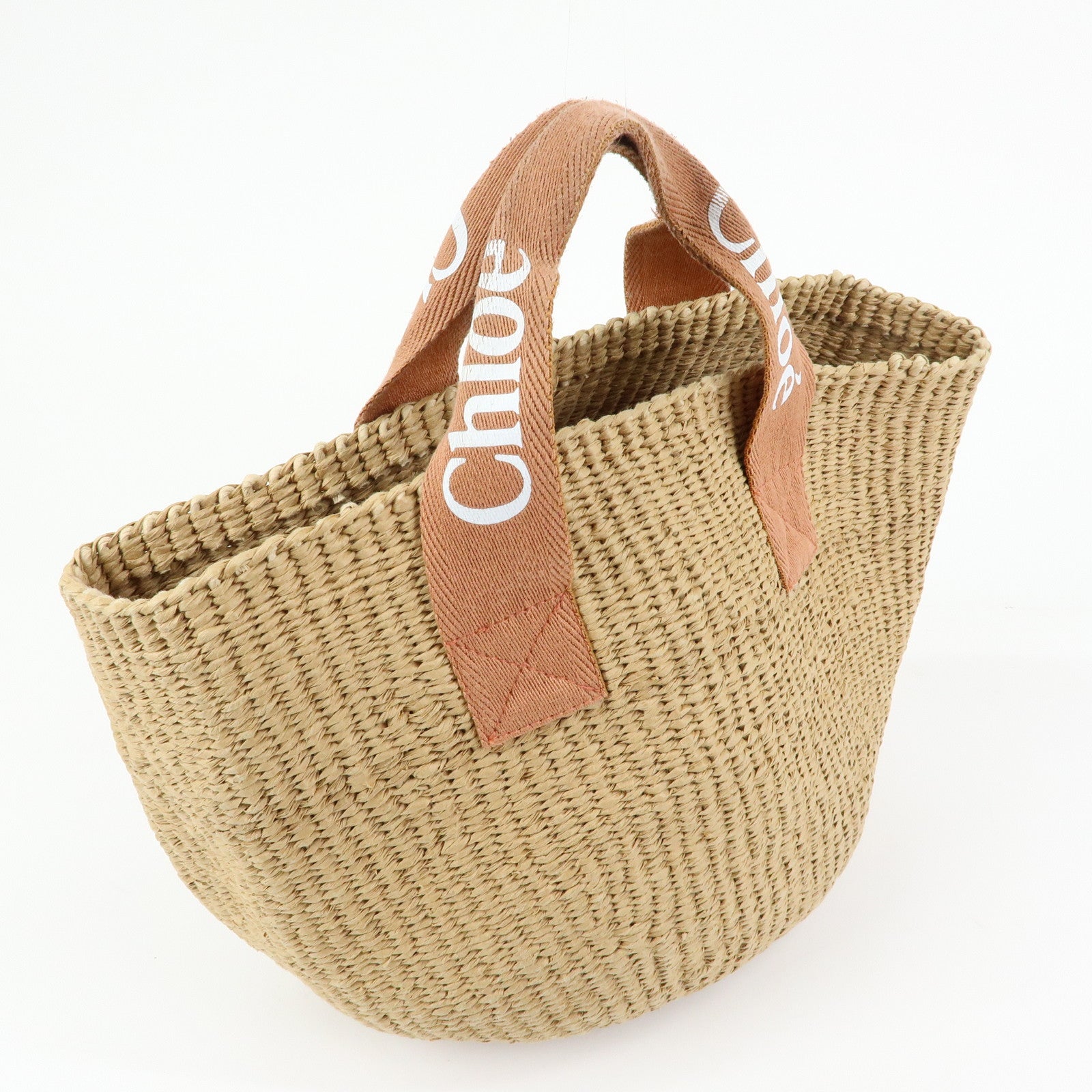 Chloe Mifuko Raffia Canvas Hand Bag Tote Bag Natural Beige