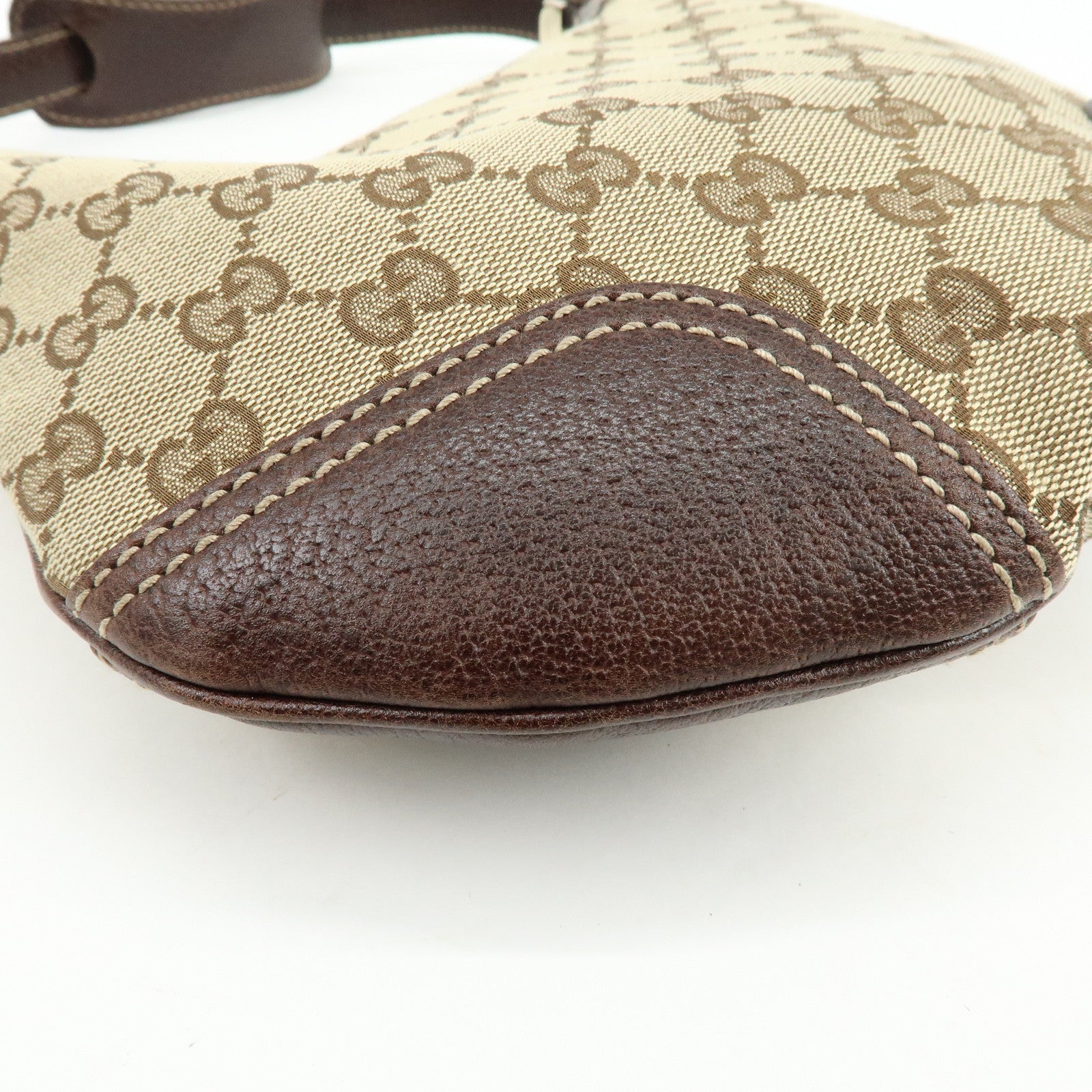 GUCCI Sherry GG Canvas Leather Shoulder Bag Beige Brown 162895