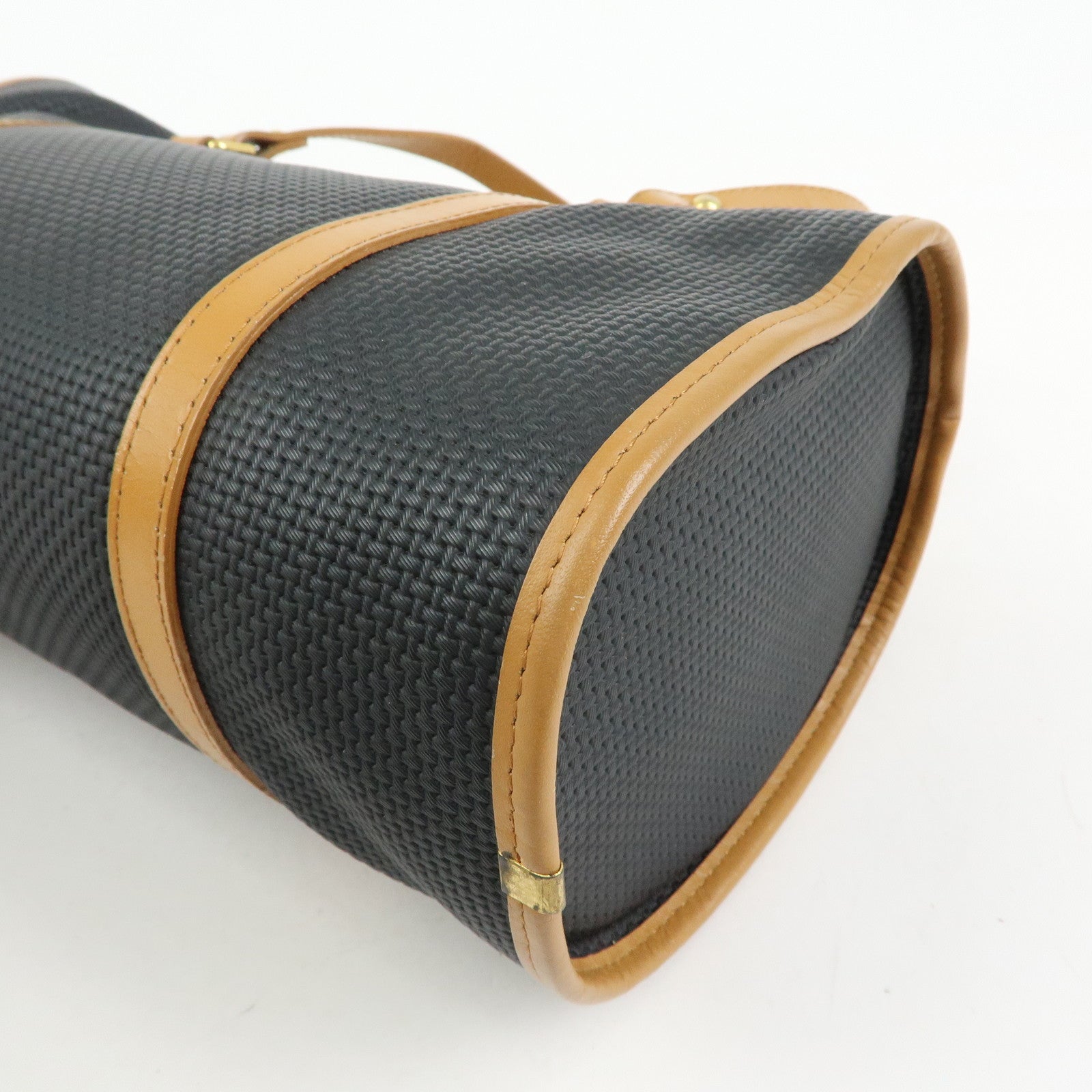 SAINT LAURENT PARIS PVC Leather Mini Boston Bag Hand Bag Navy Camel