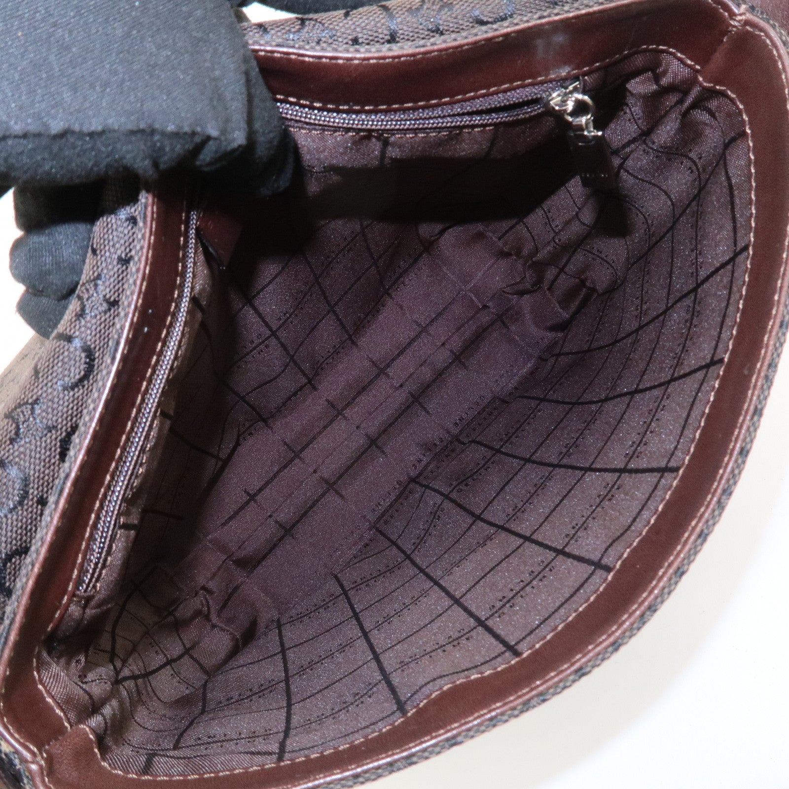 CELINE C Macadam Canvas Leather Shoulder Crossbody Bag Brown