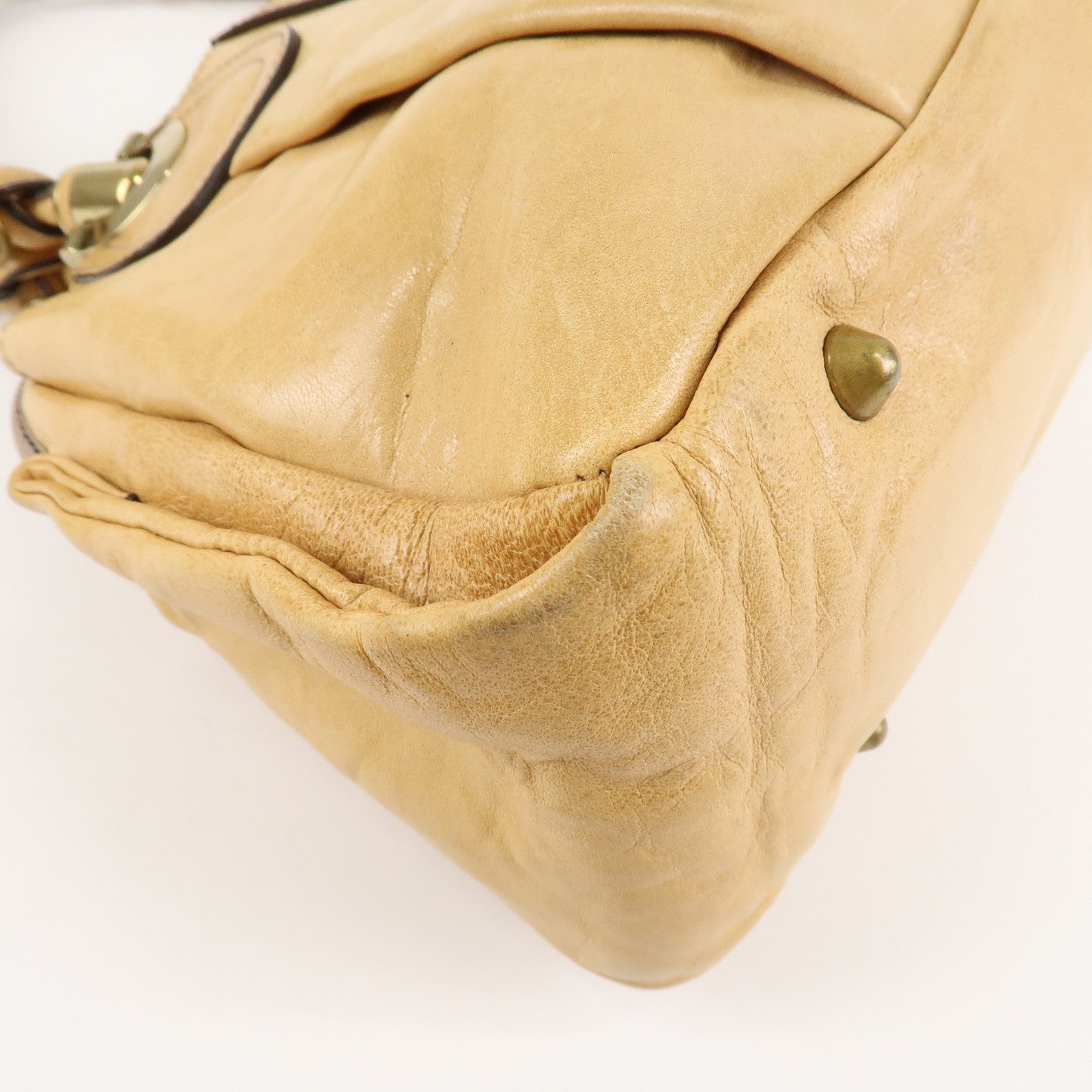 Chloe Heloise Shoulder Bag Hand Bag Beige Gold Hardware Used