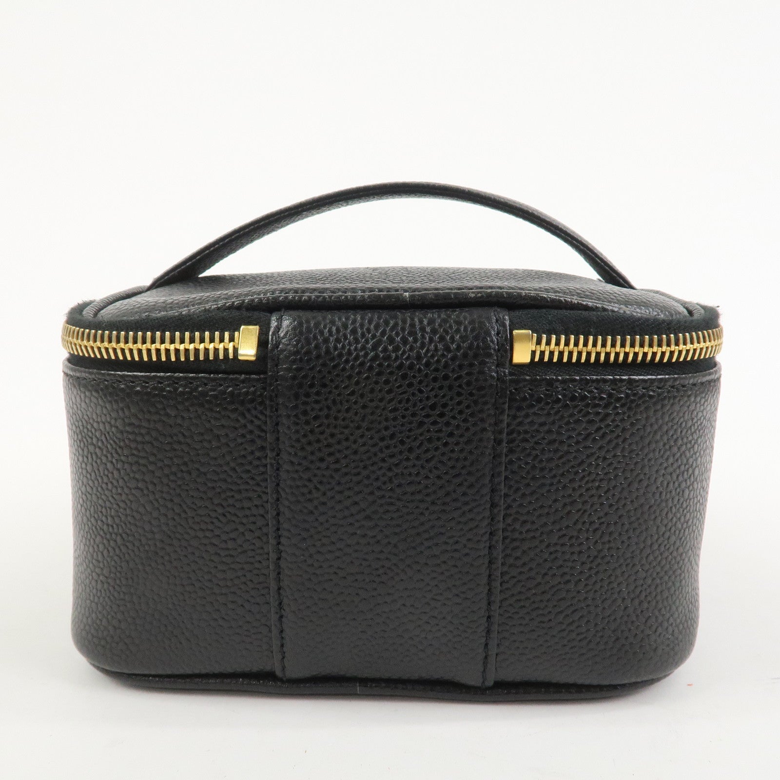 CHANEL Caviarskin COCO Mark Vanity Bag Hand Bag Black A01997
