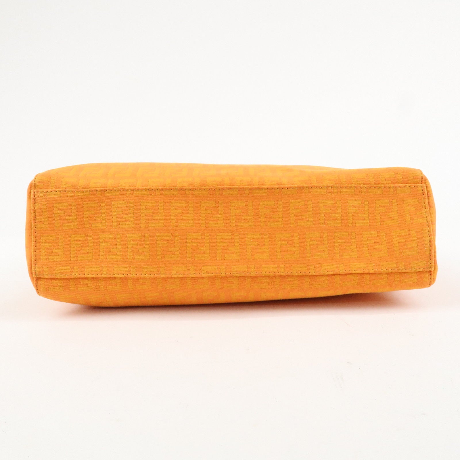 FENDI Zucchino Canvas Leather Hand Bag Tote Bag Orange 8BH072 Used