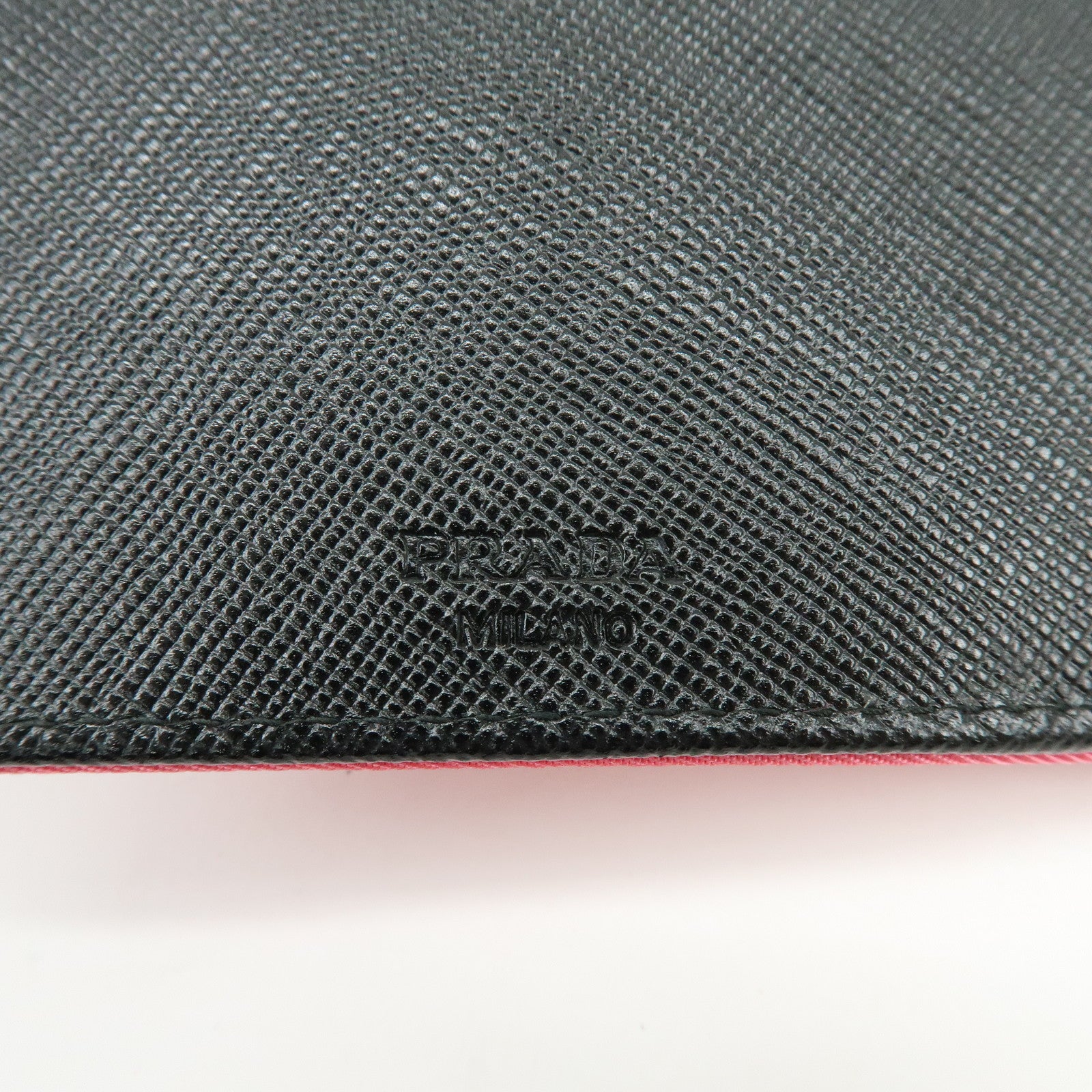 PRADA Triangle Logo Nylon Saffiano Leather Compact Wallet Pink M668