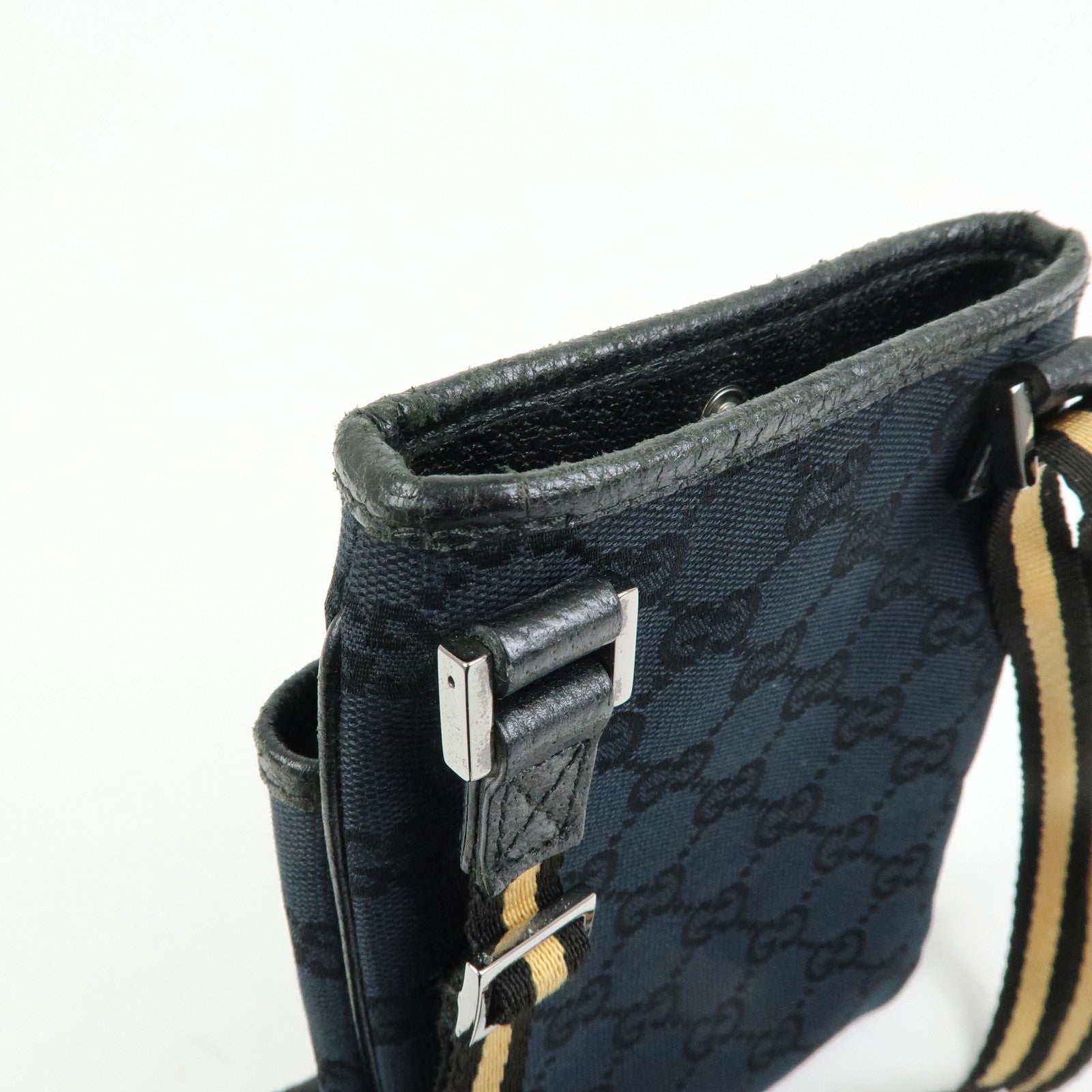 GUCCI Sherry GG Canvas Leather Small Shoulder Bag Black 141863