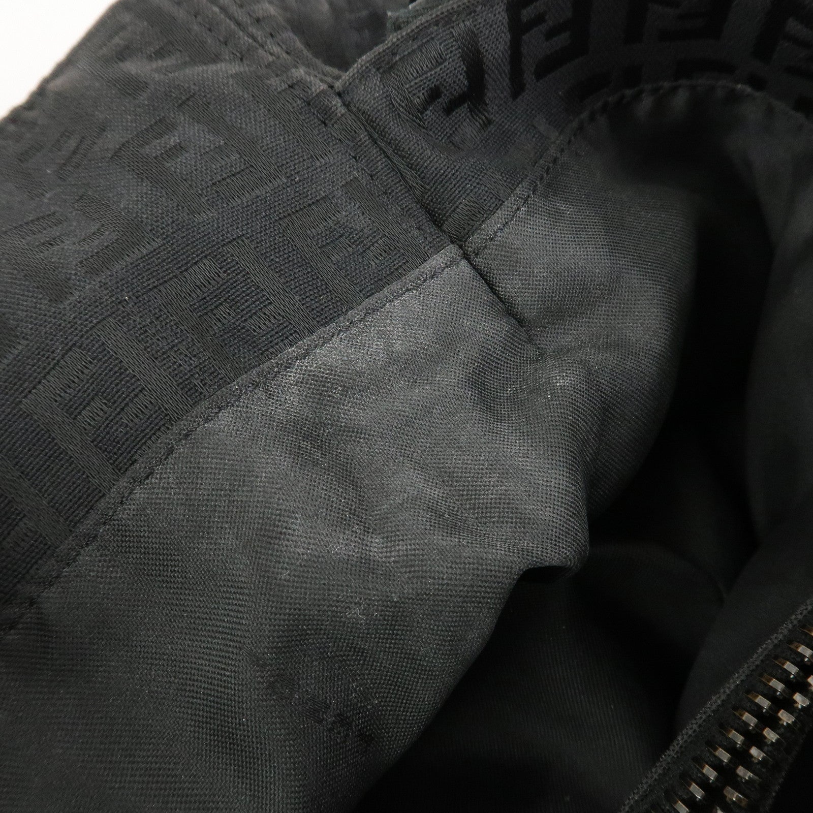 FENDI Zucchino Canvas Leather Hand Bag Tote Bag Dark Brown 8BH132