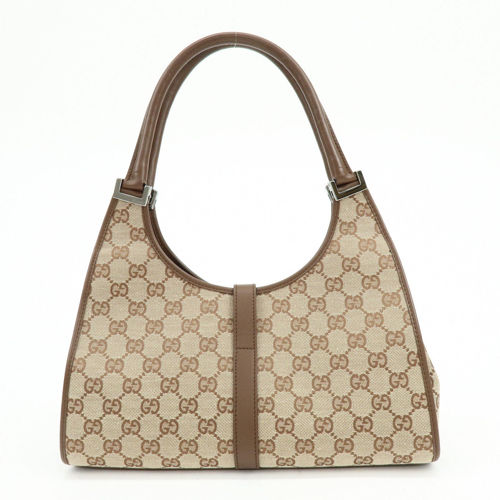 GUCCI Jackie GG Canvas Leather Shoulder Bag Hand Bag Brown 002.1067