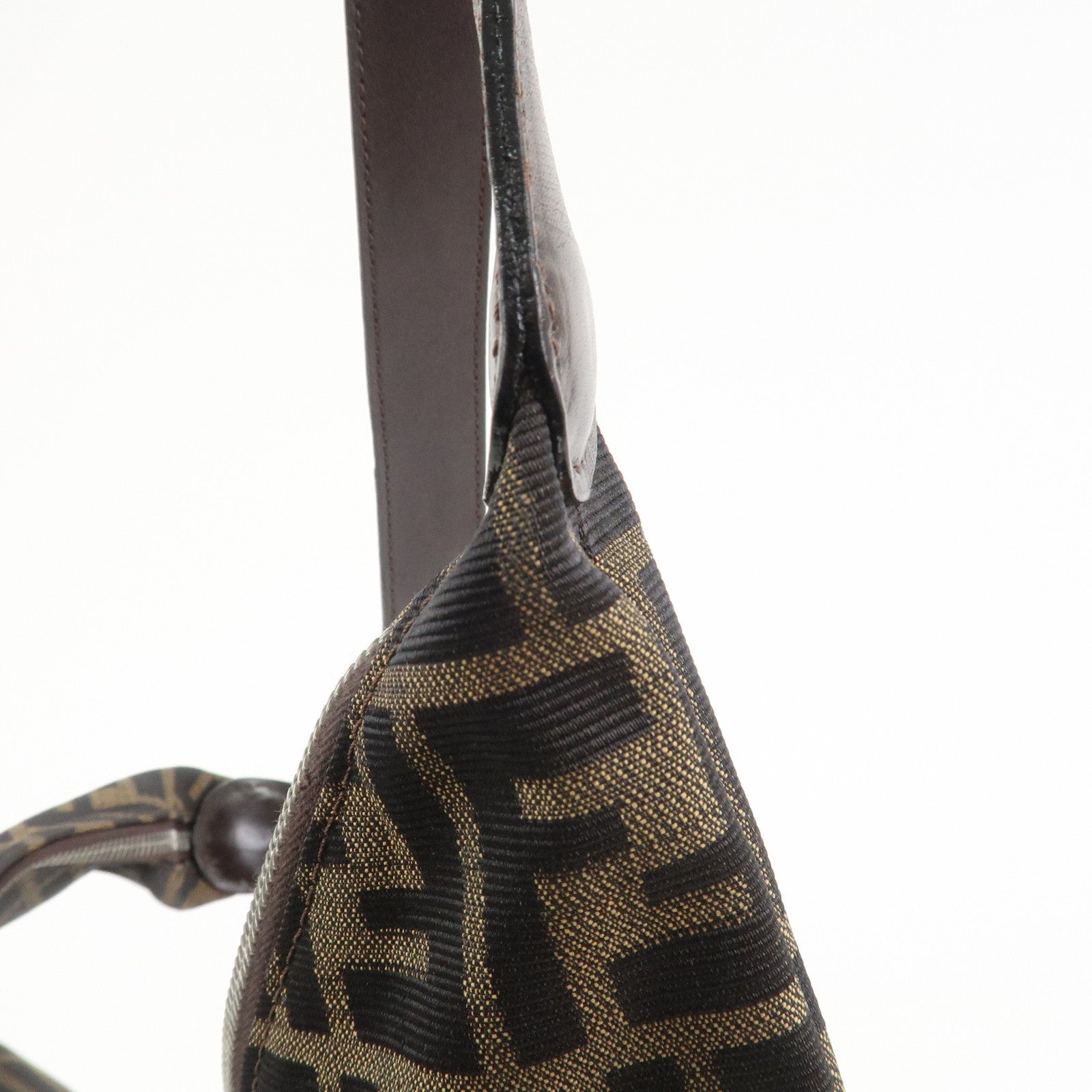 FENDI Zucca Canvas Leather Shoulder Bag Hand Bag Brown 83150870992