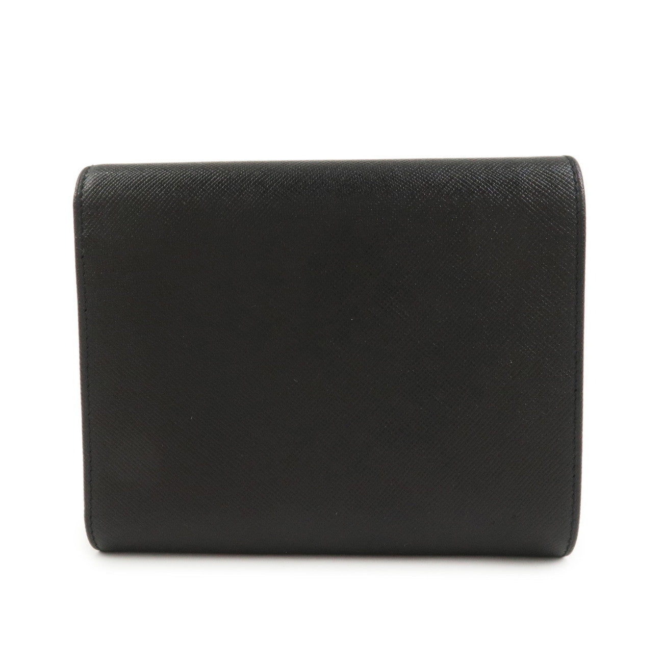 PRADA Triangle Logo Saffiano Leather Tri-fold Wallet Black M170A